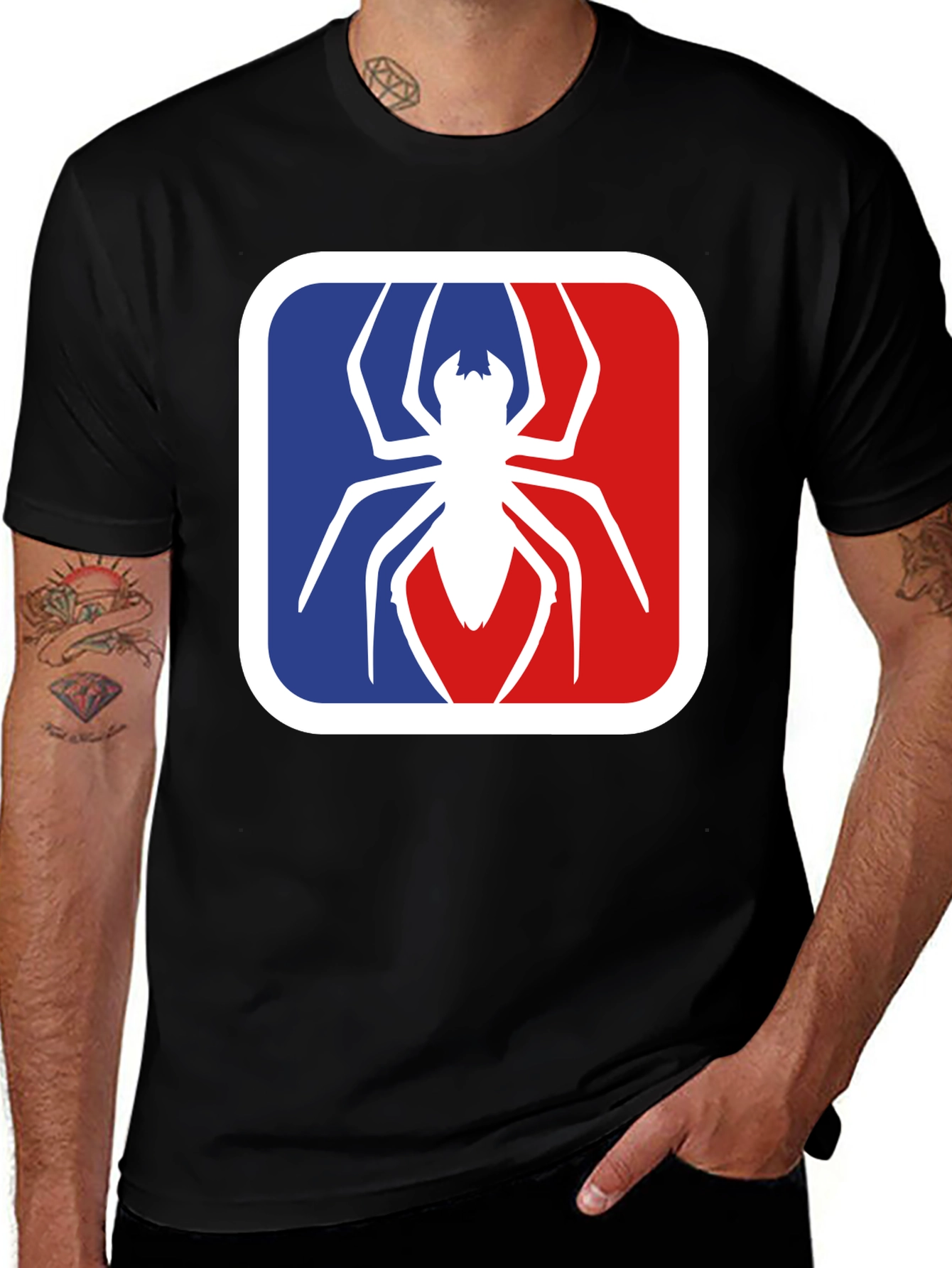Variant 16 of Spider Graphic Tee - Black Cotton Blend T-Shirt