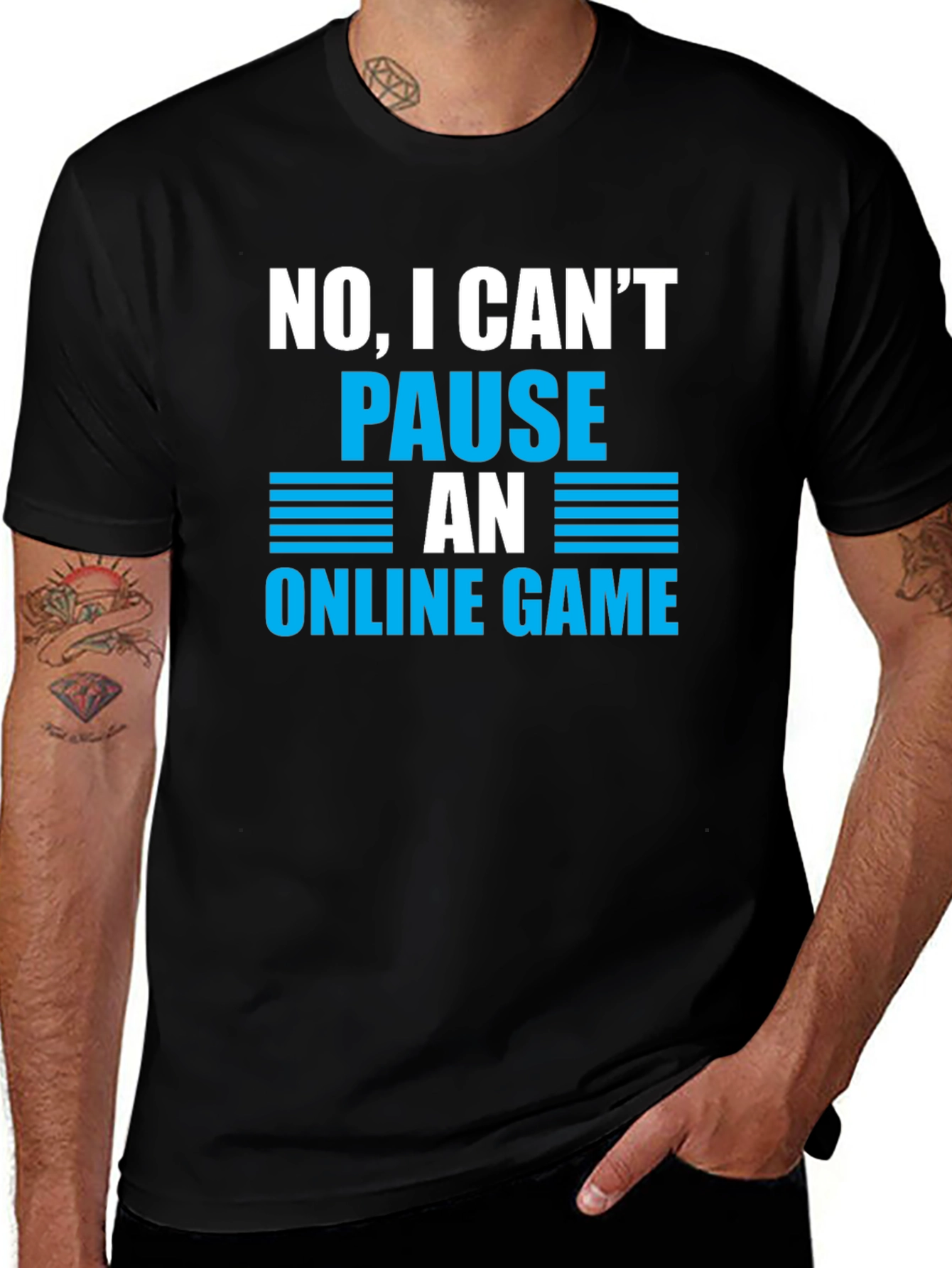 Variant 26 of Gamer Humor T-Shirt - Can't Pause Online Game