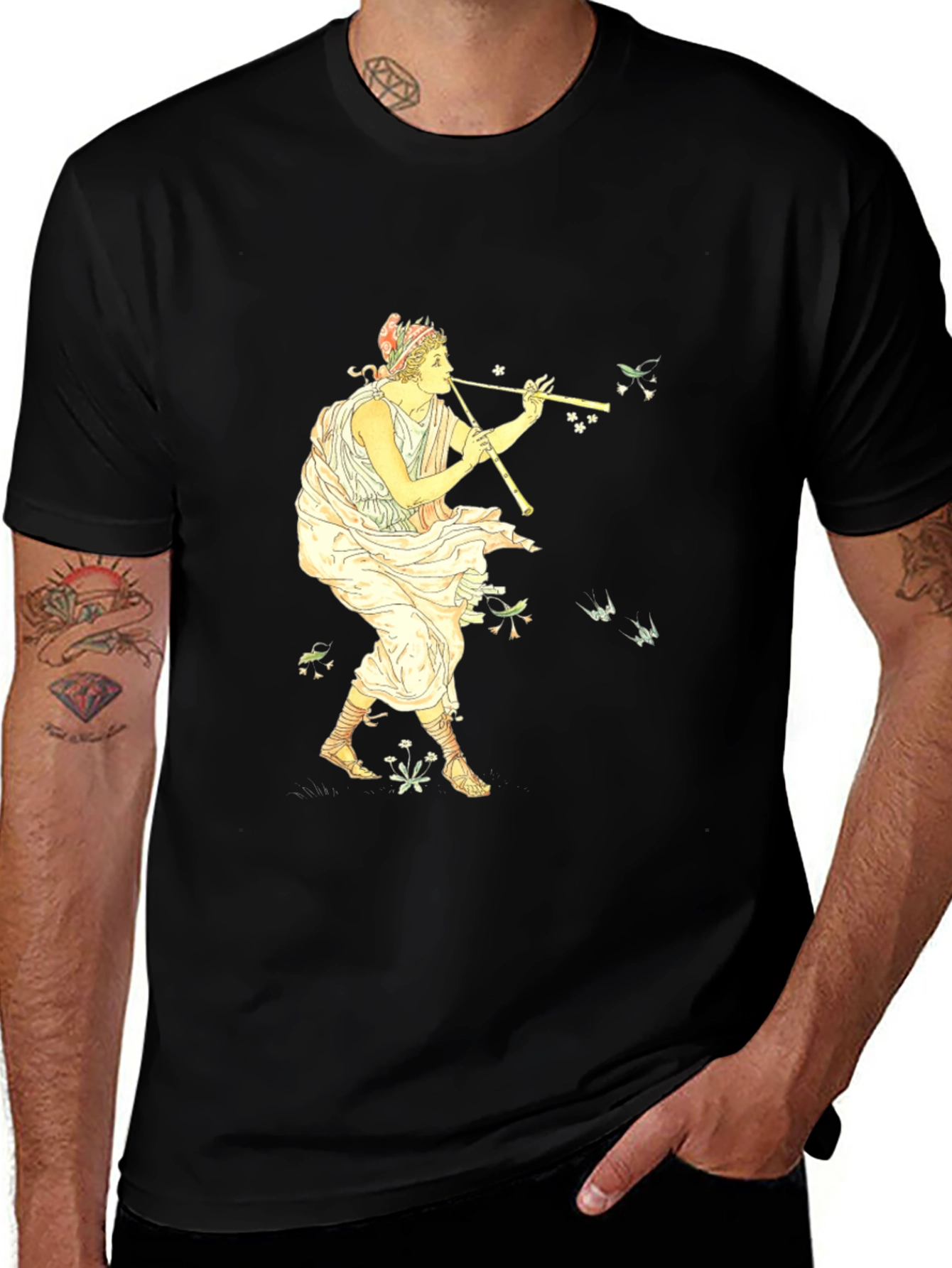Variant 22 of Greek Flute Player Black T-Shirt