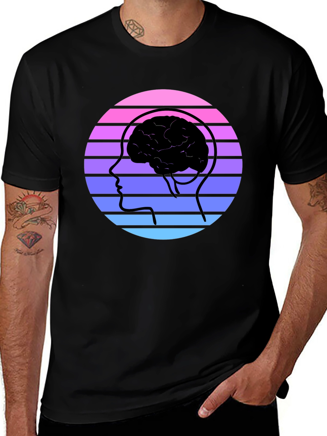 Retro Brain Graphic Tee - Black
