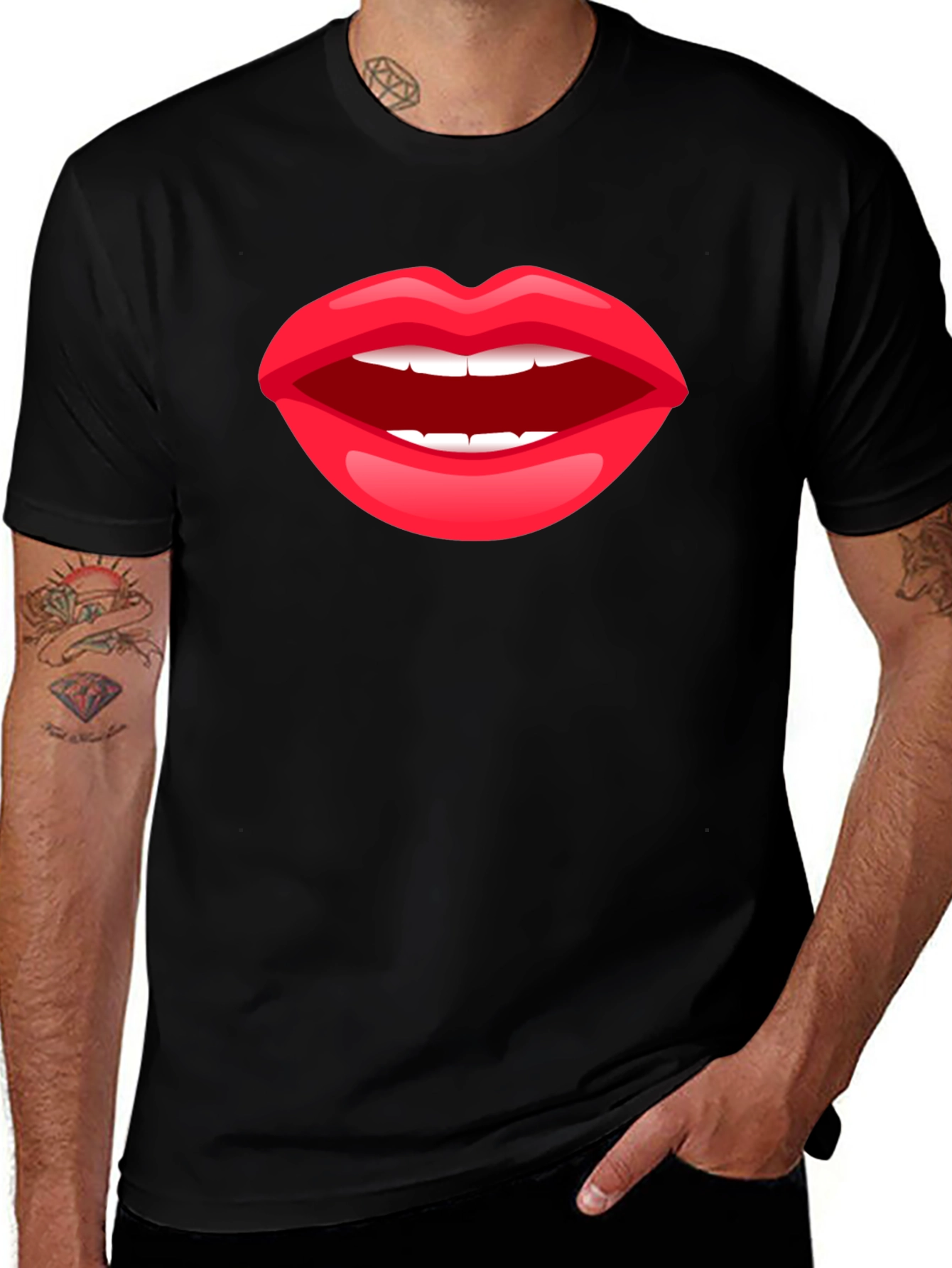 Variant 25 of Lips Graphic Black T-Shirt
