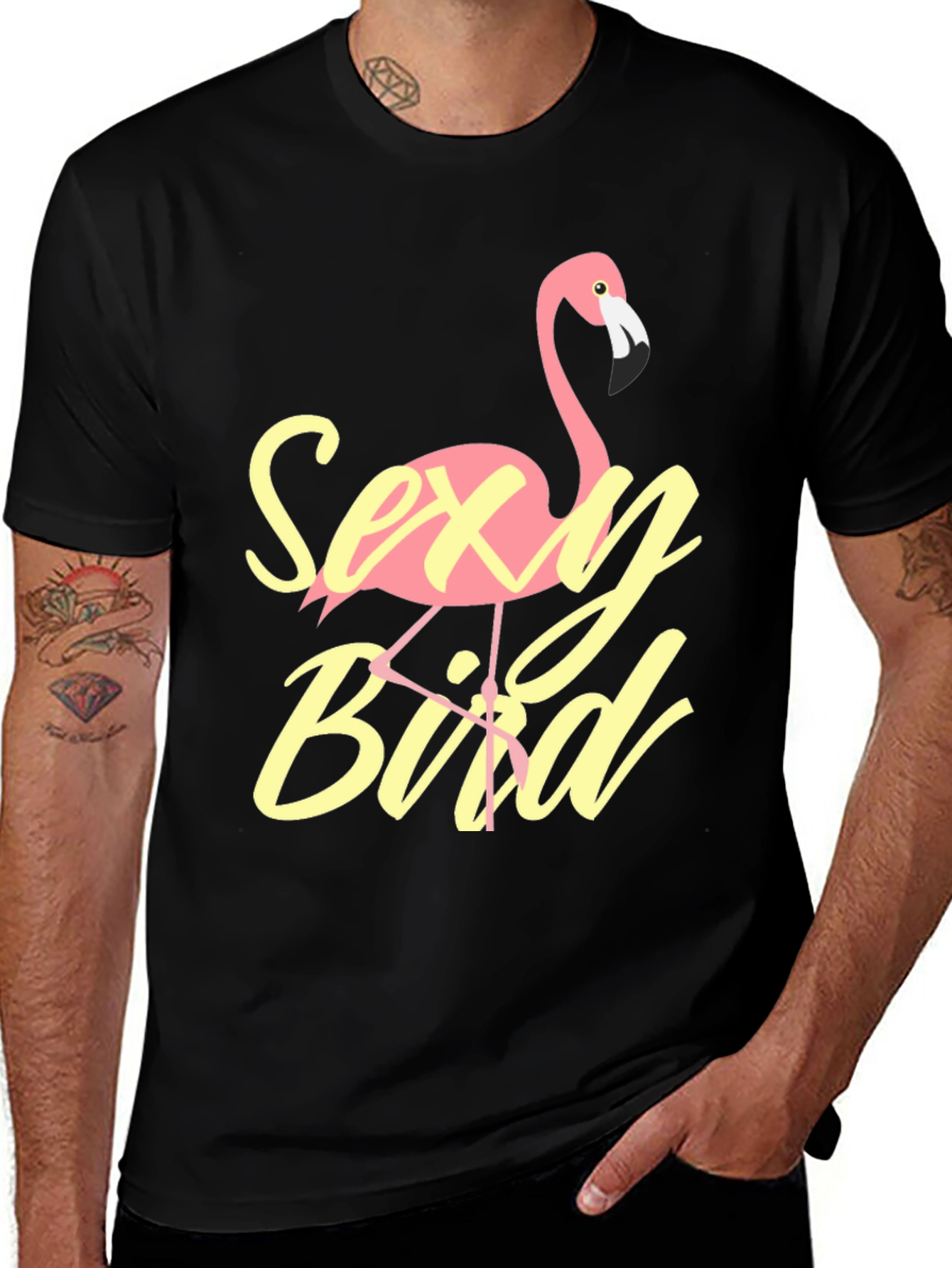 Variant 24 of Sexy Bird Flamingo T-Shirt - Black