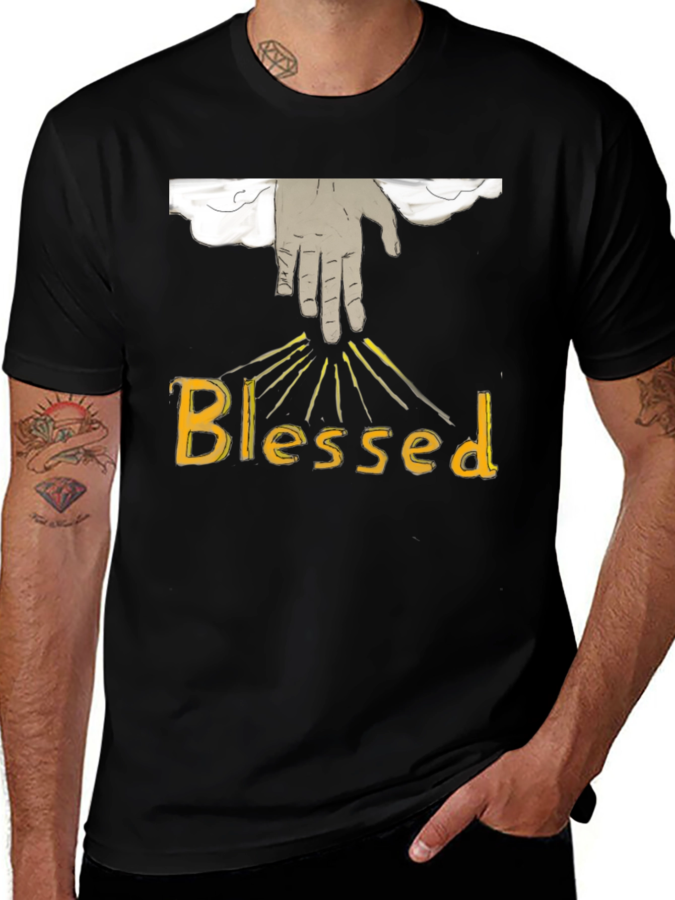Variant 3 of Blessed Graphic Tee - Black Cotton T-Shirt