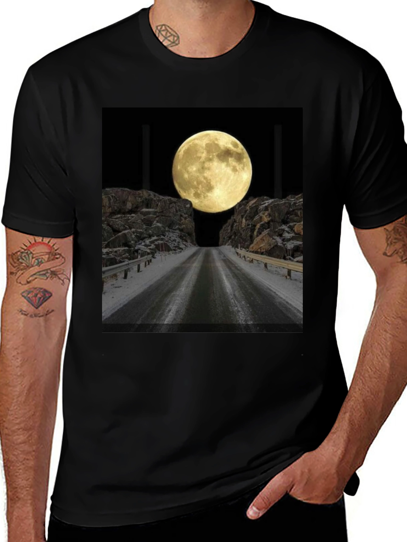 Variant 15 of Moonlit Road Graphic T-Shirt - Night Adventure Tee