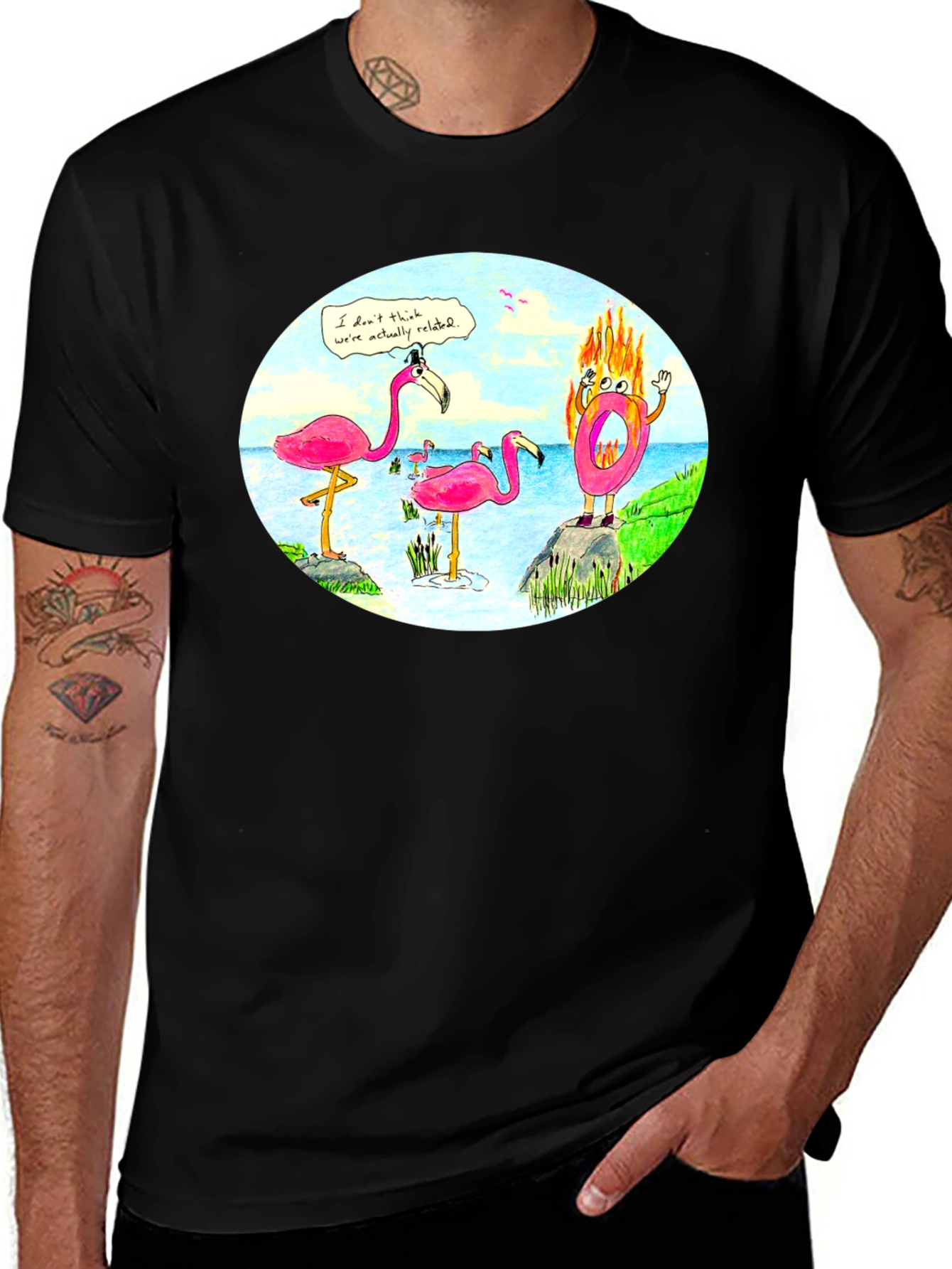 Variant 9 of Flamingo Donut T-Shirt - Unique Cartoon Design