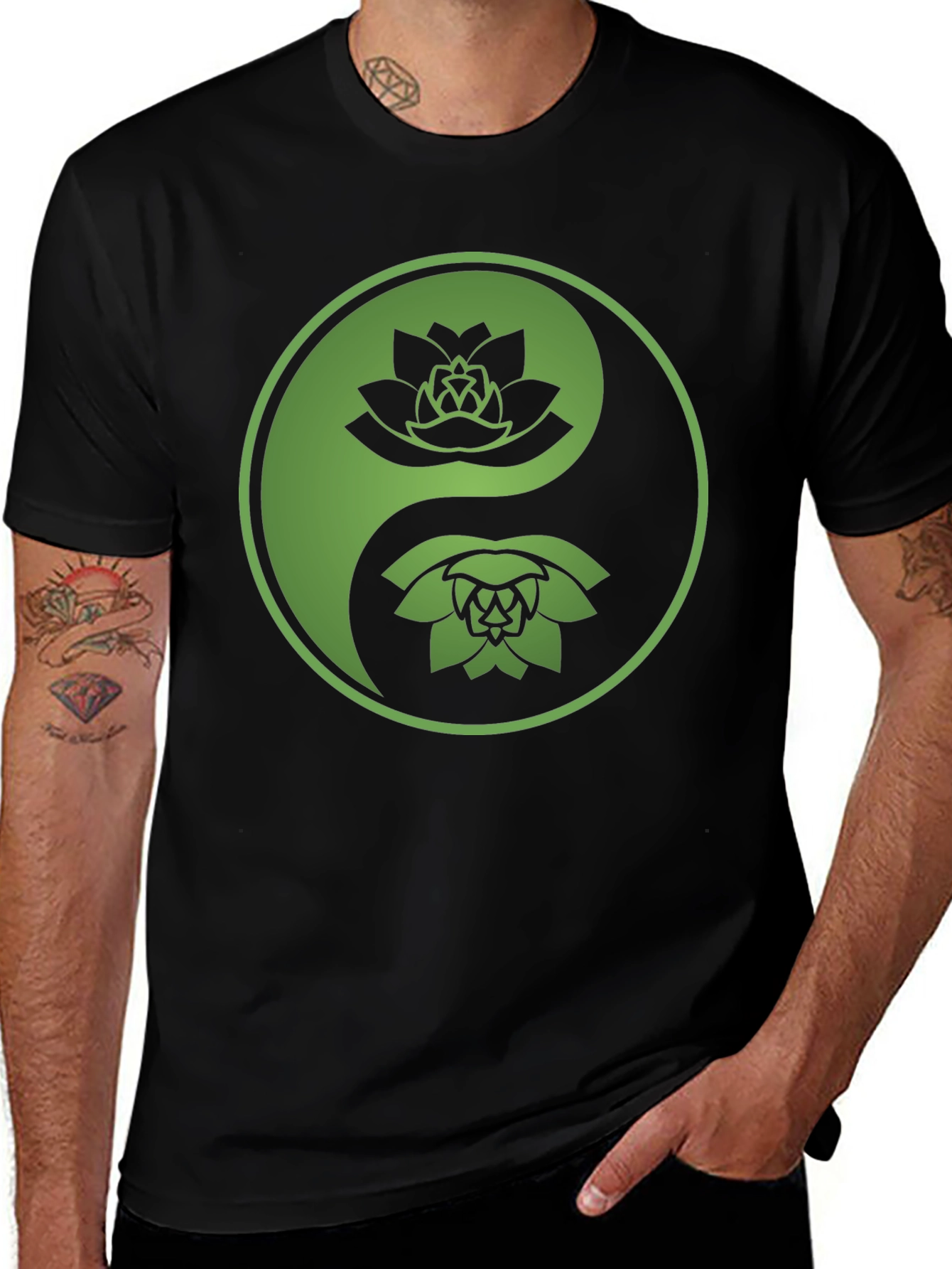 Variant 24 of Yin Yang Lotus Flower Graphic T-Shirt