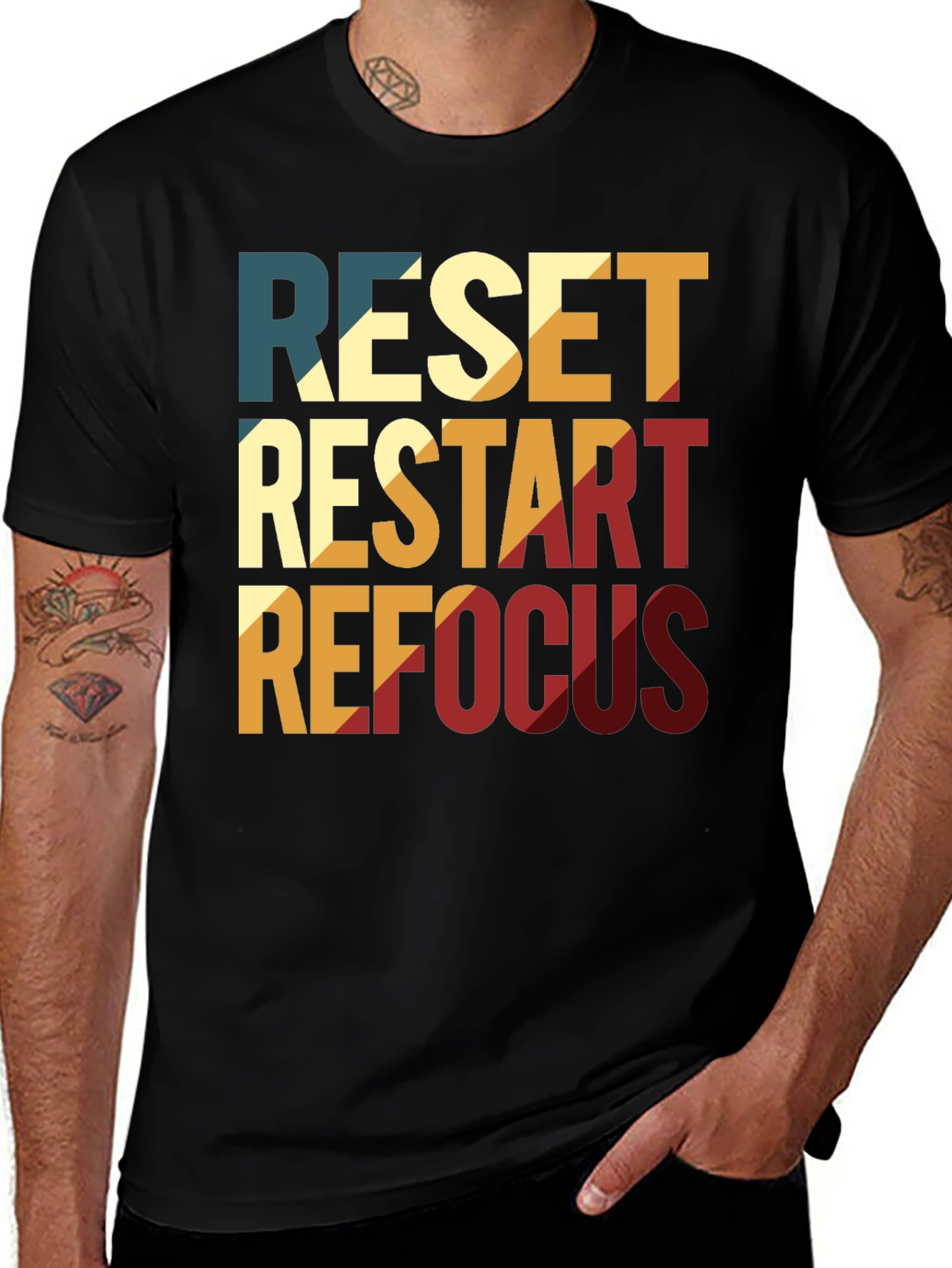 Variant 7 of Retro 'Reset Restart Refocus' Graphic T-Shirt