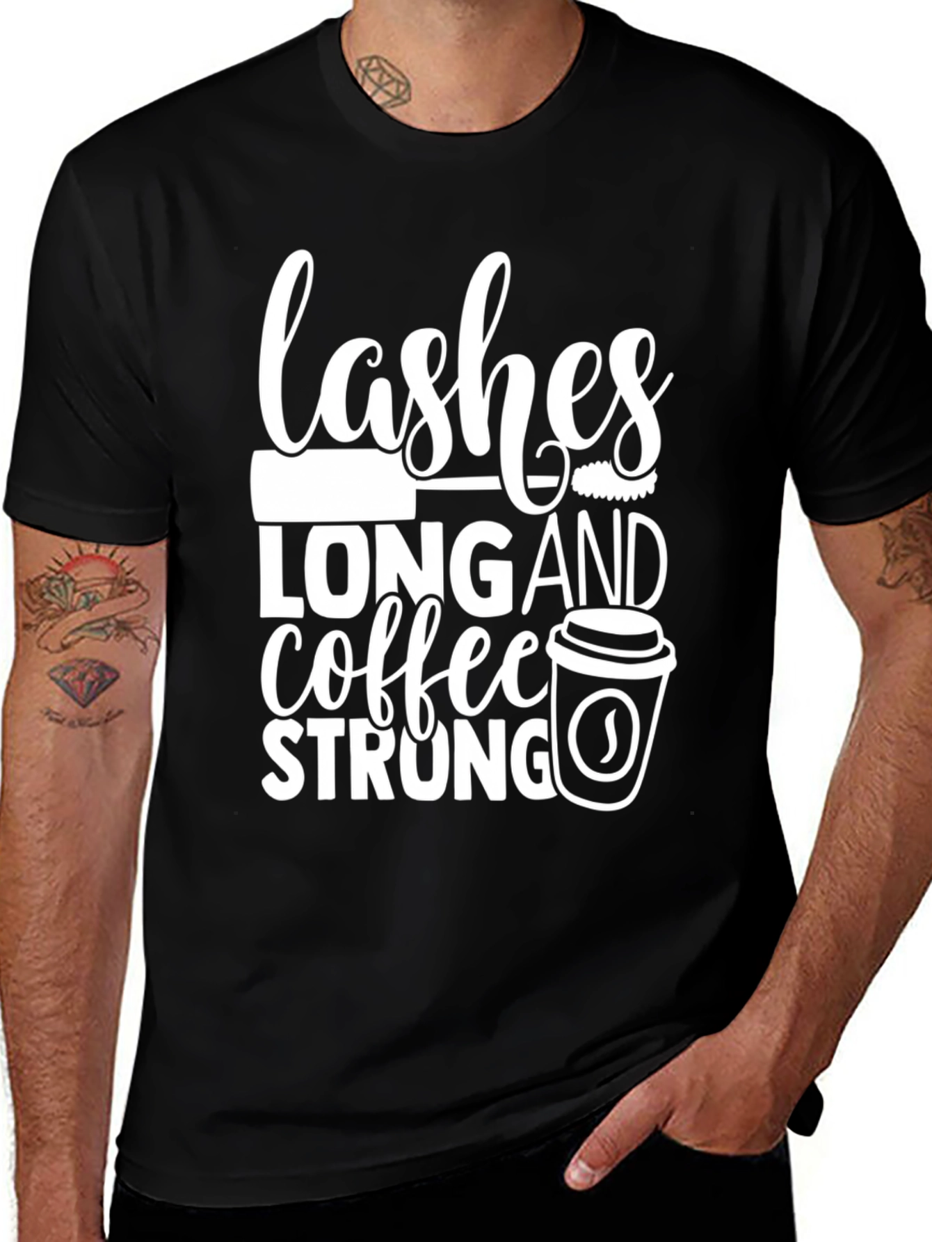 Variant 10 of Lashes Long Coffee Strong Graphic Tee