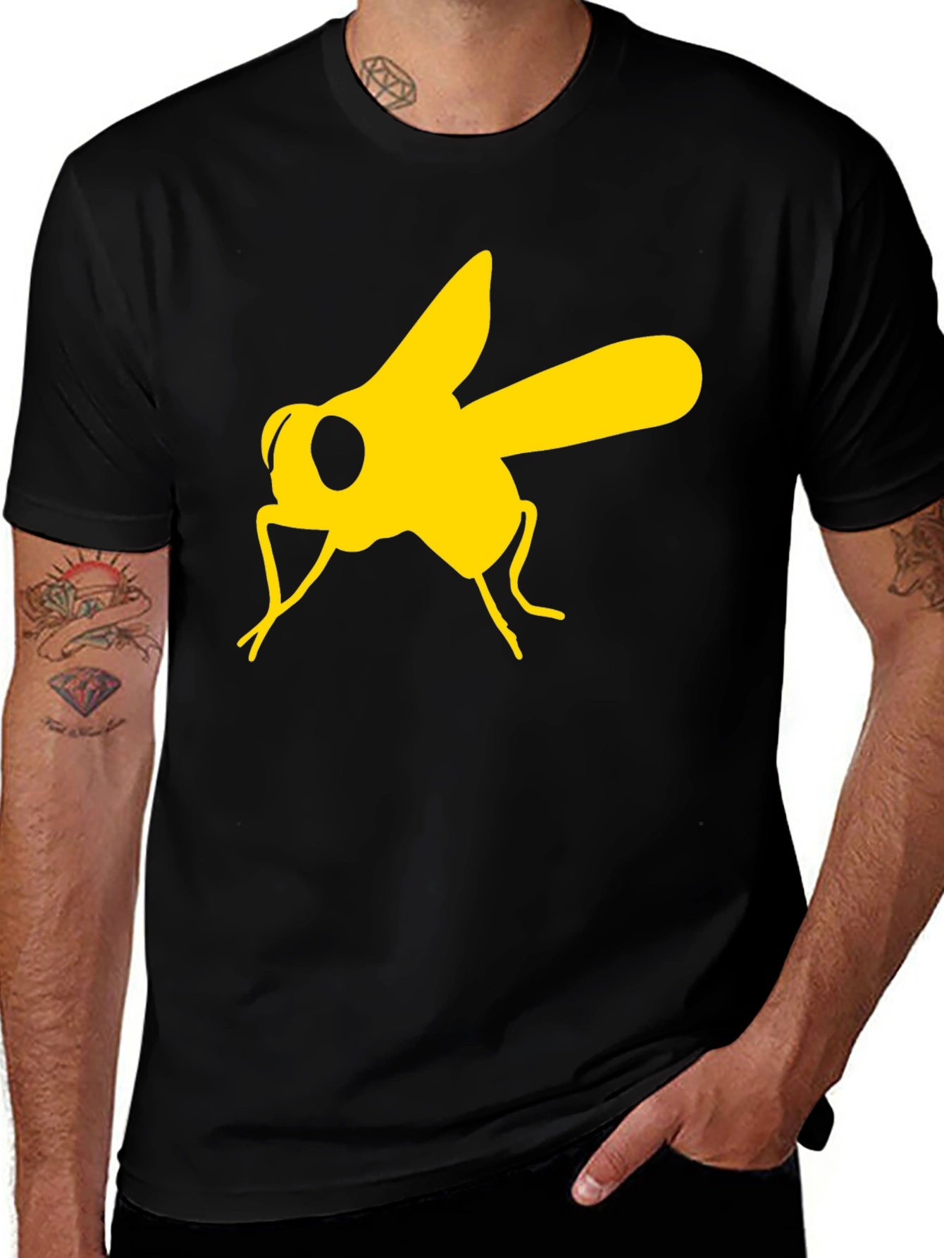 Variant 19 of Fly Graphic T-Shirt - Unique Yellow Insect Design