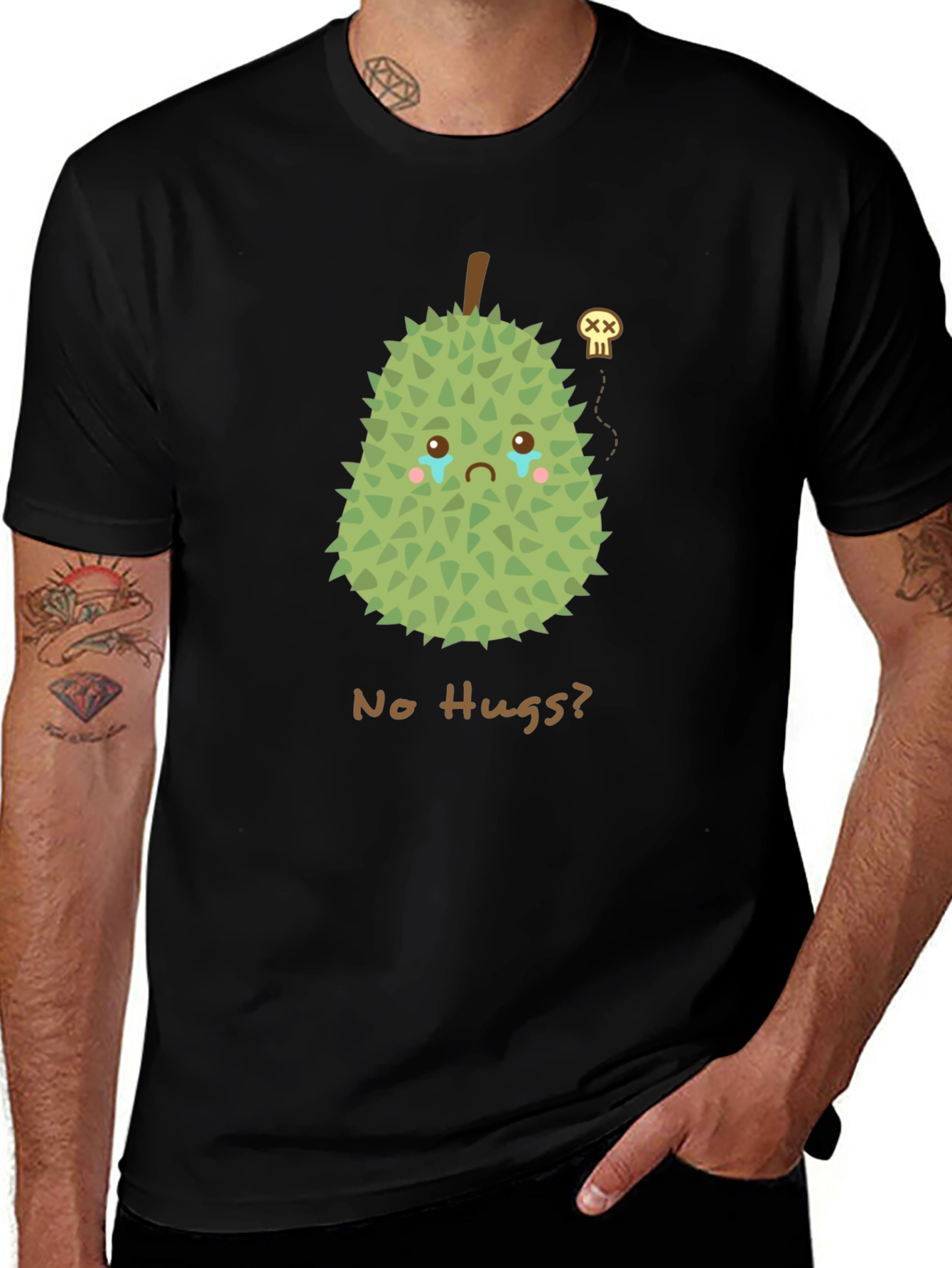 Variant 28 of Sad Durian Graphic T-Shirt - No Hugs?