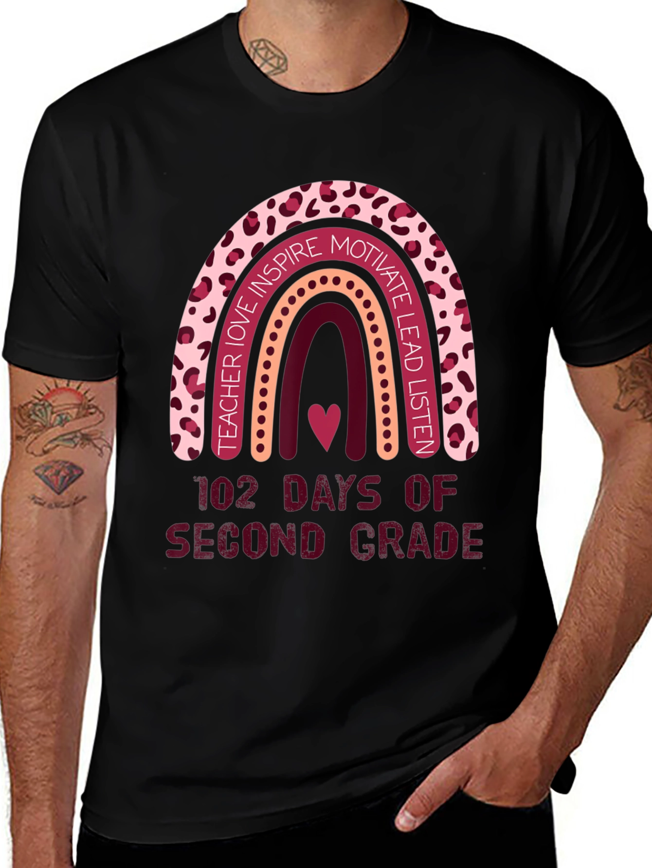 102 Days Second Grade Rainbow Teacher T-Shirt
