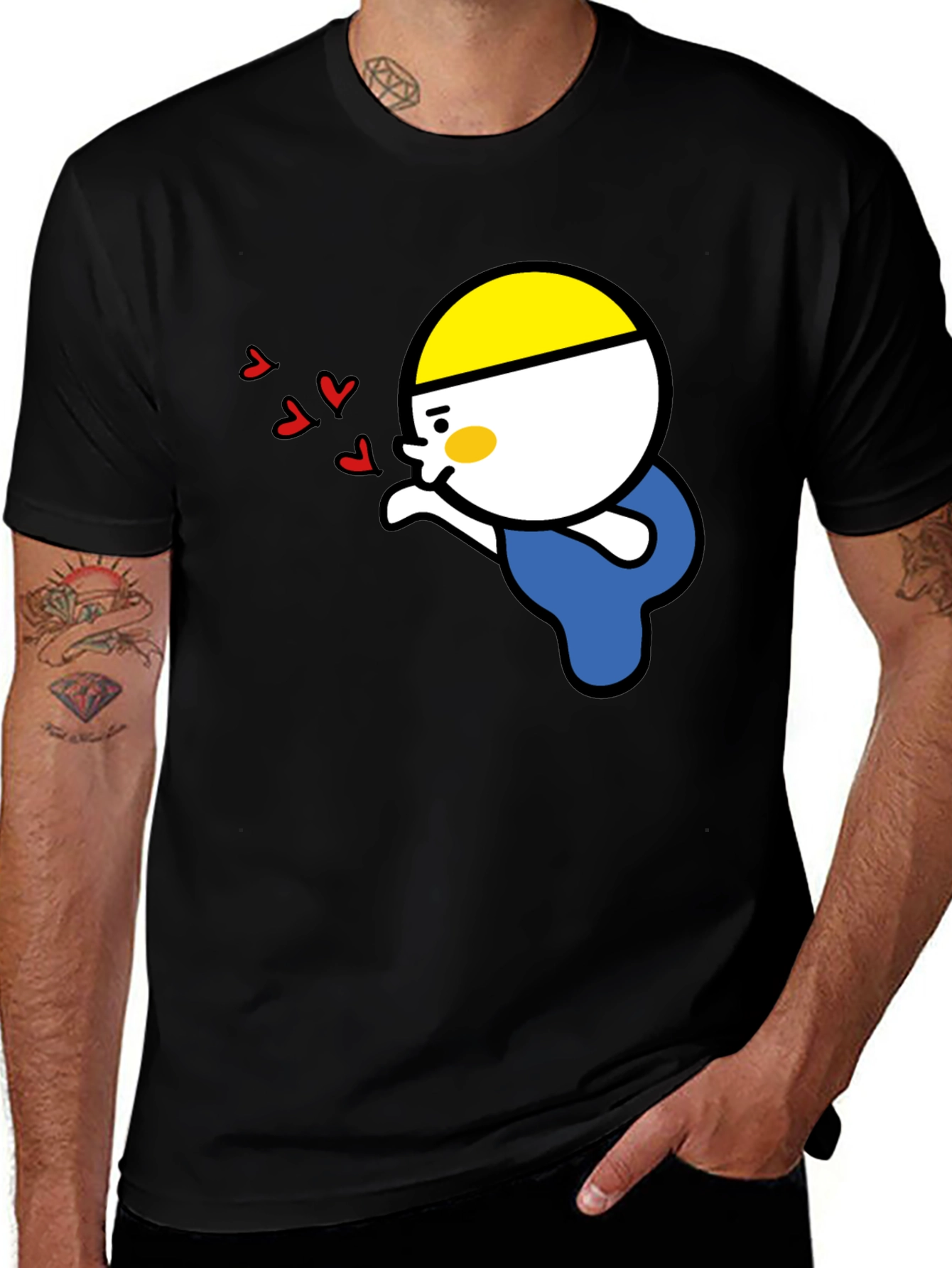 Variant 21 of Kissing Cartoon Graphic Tee - Black