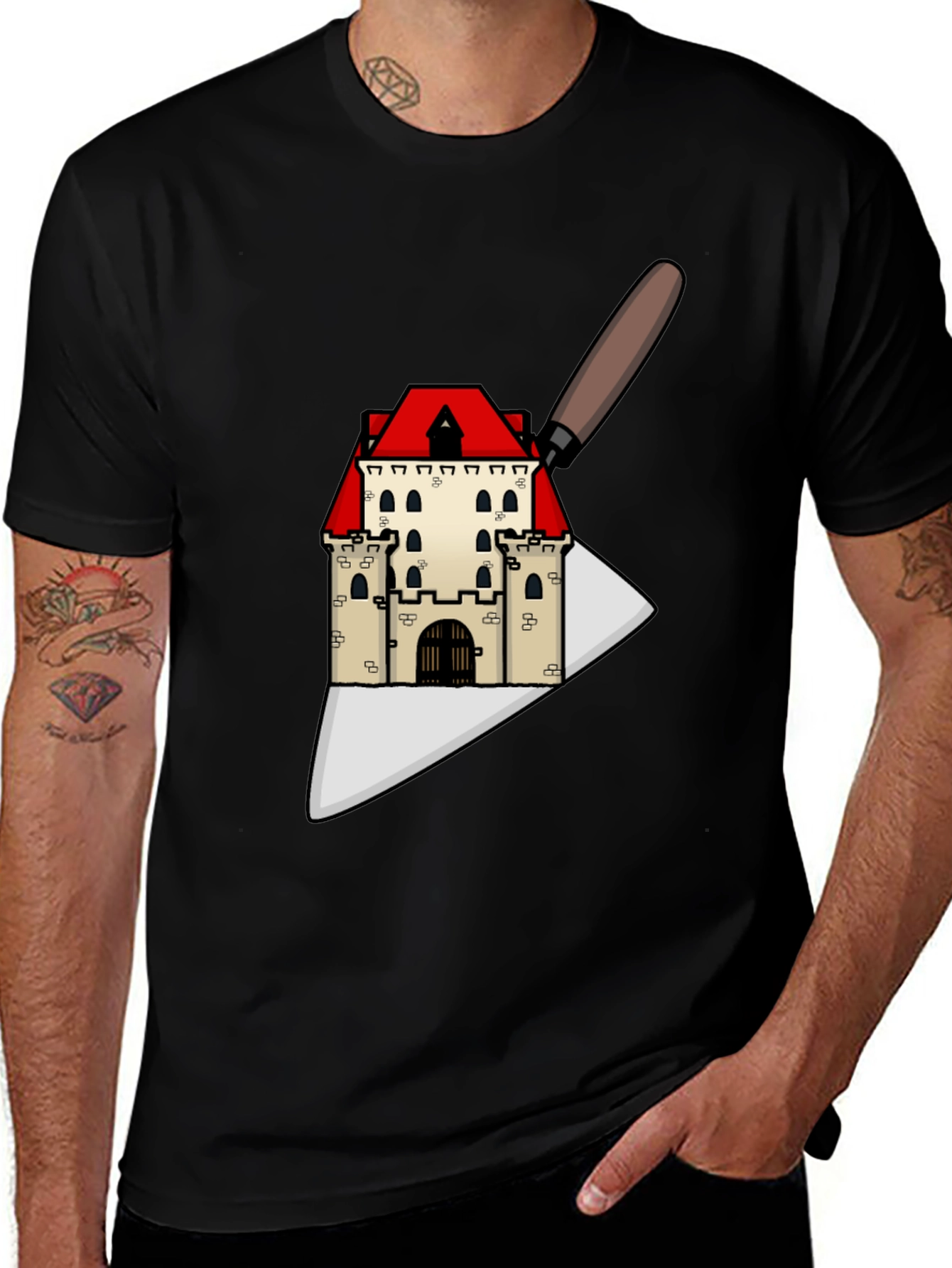 Variant 30 of Architect T-Shirt: Castle on Trowel Design