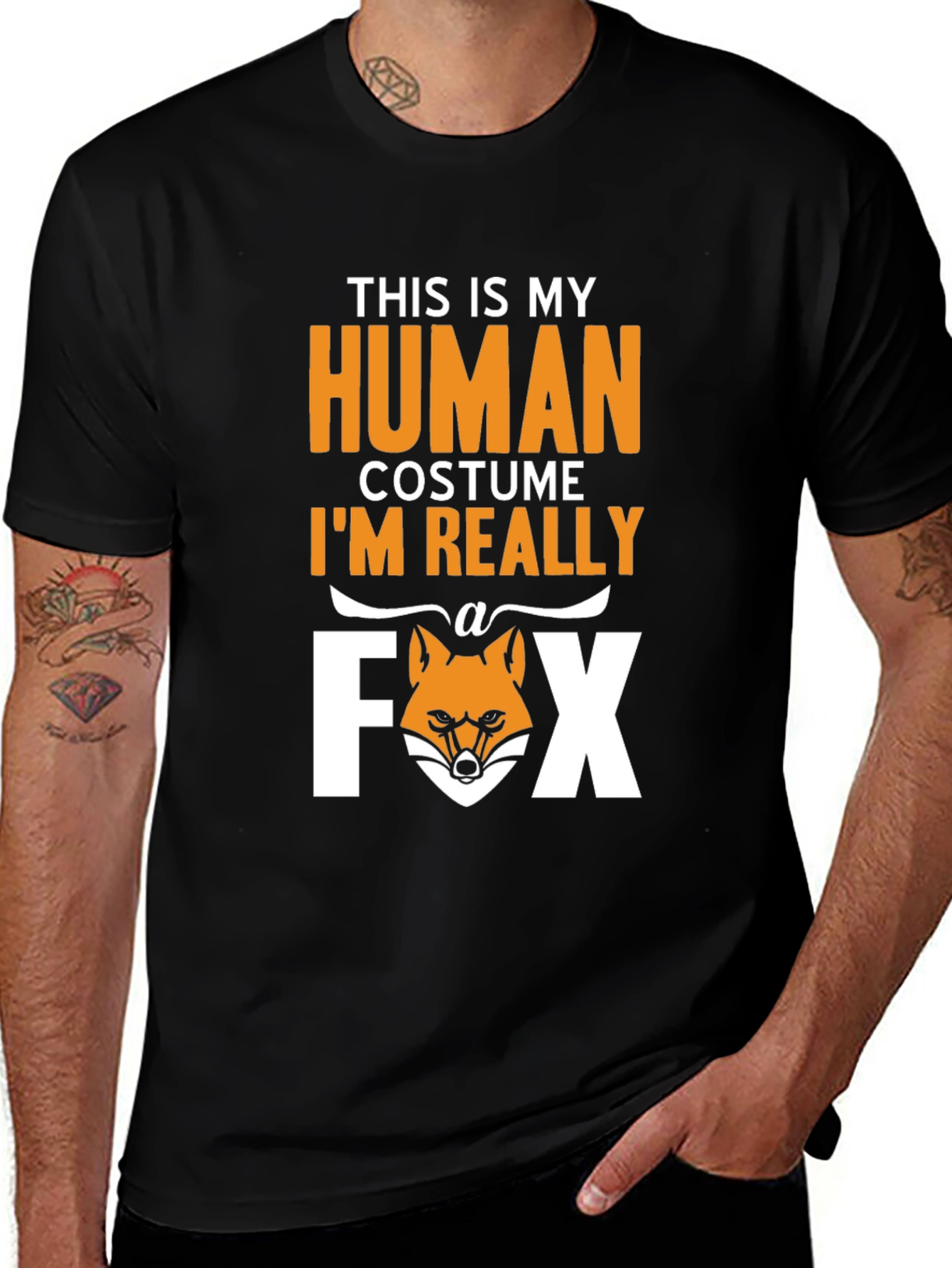 Variant 21 of Funny Human Costume Fox T-Shirt - Halloween Tee