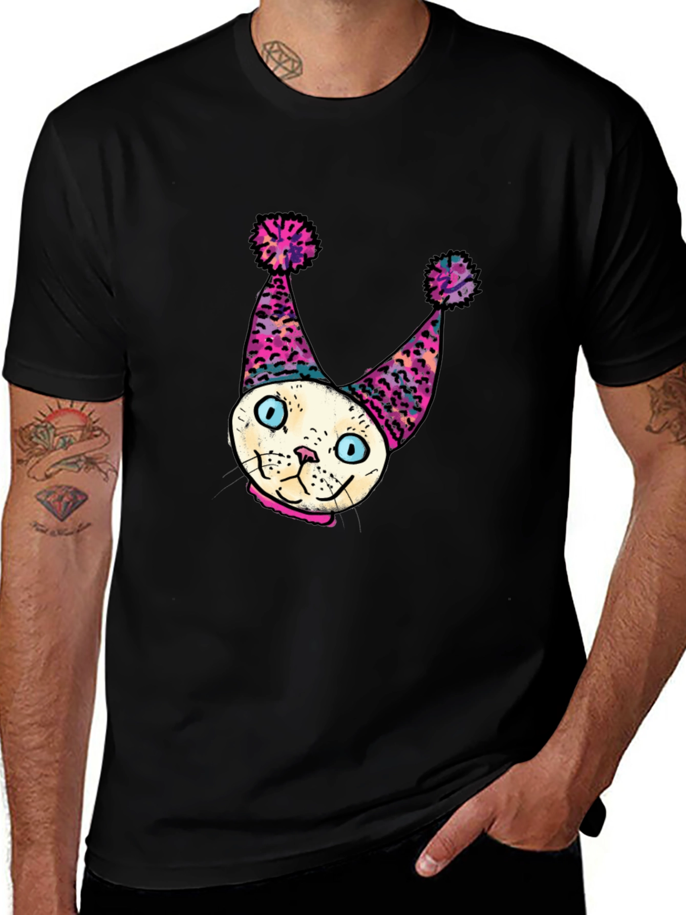 Variant 18 of Whimsical Cat Clown T-Shirt - Unique Graphic Tee