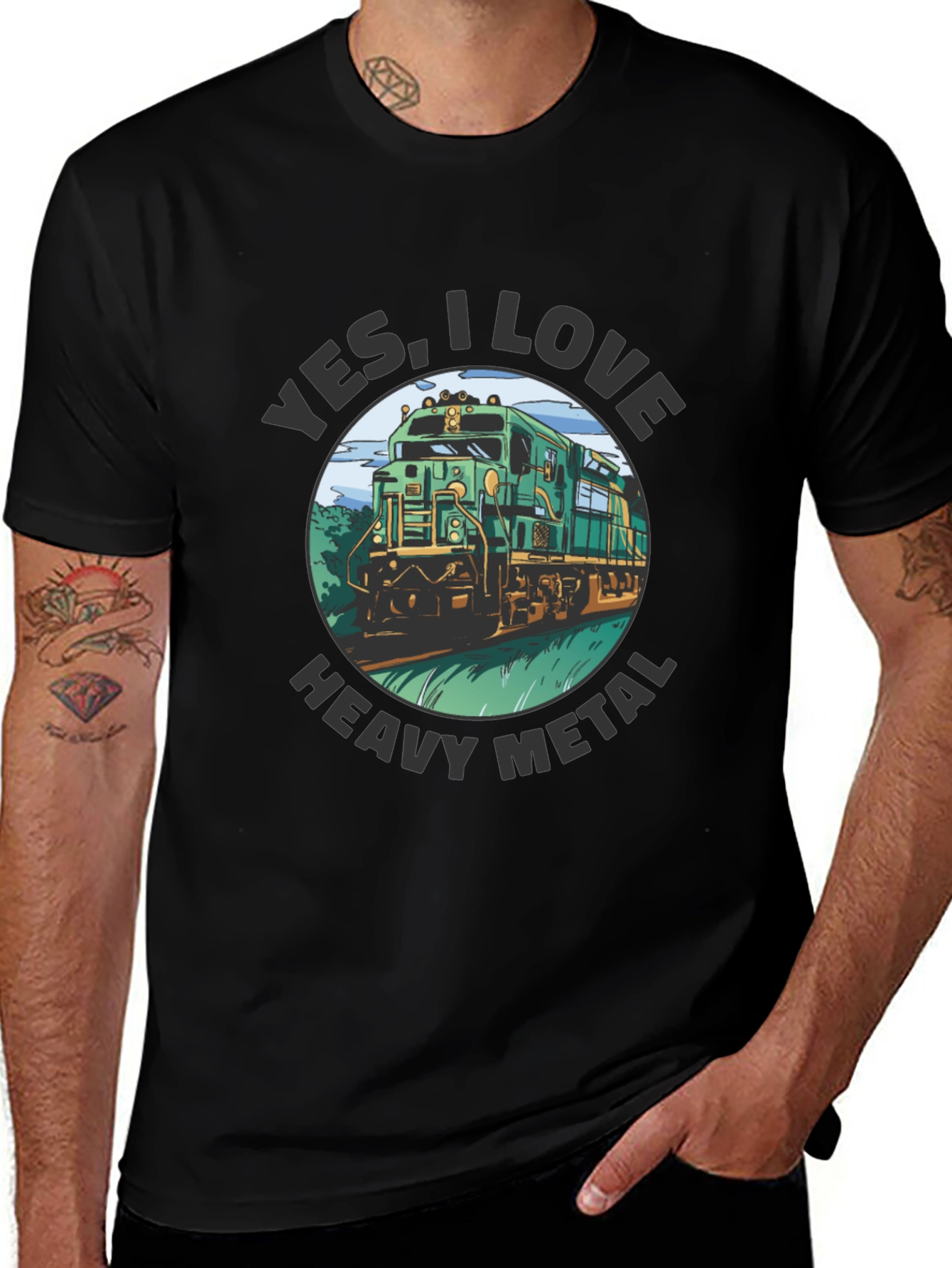 Variant 20 of Yes, I Love Heavy Metal Train Graphic T-Shirt