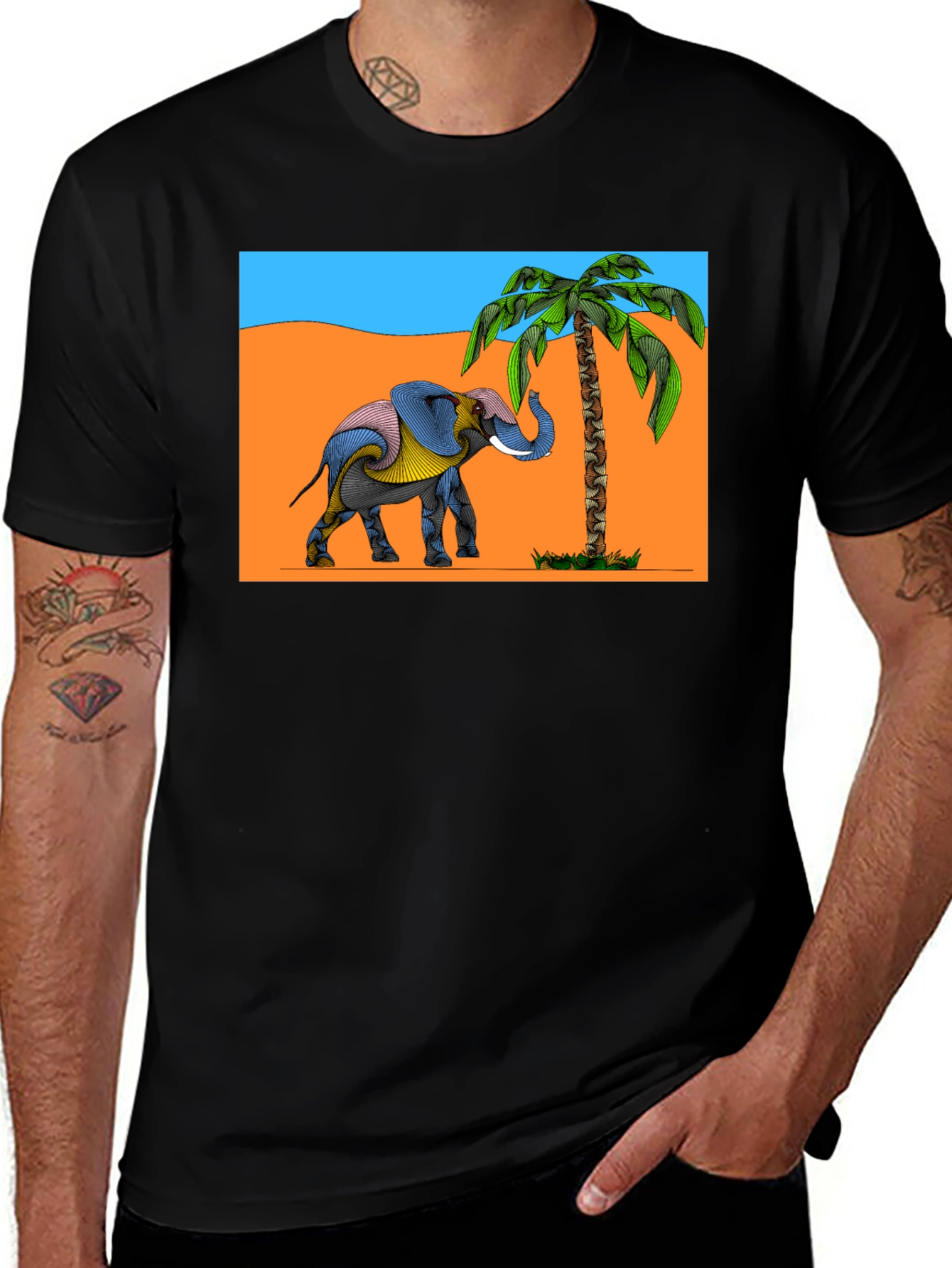Variant 28 of Elephant & Palm Tree Graphic Tee