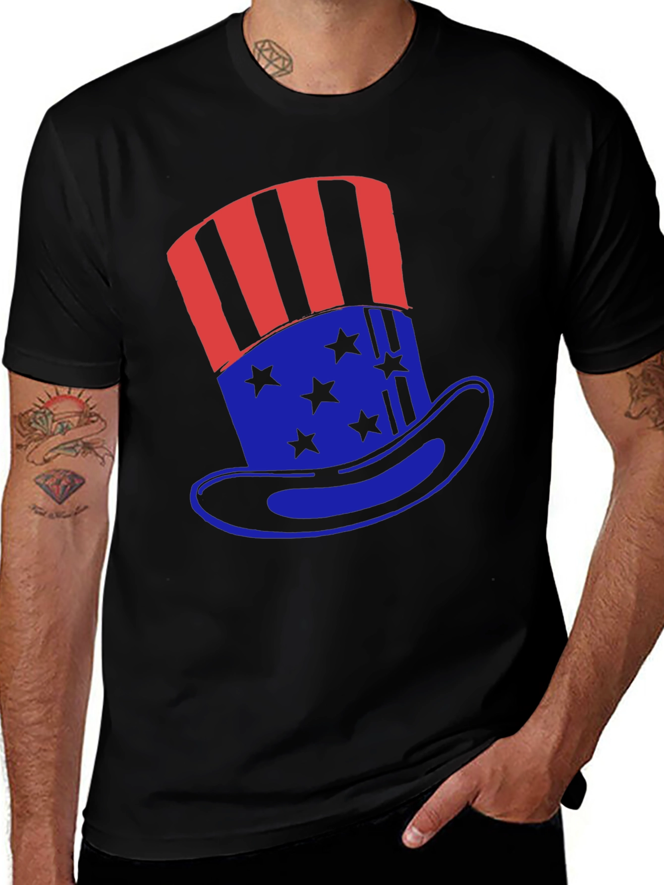 Variant 13 of Patriotic Uncle Sam Hat Graphic T-Shirt