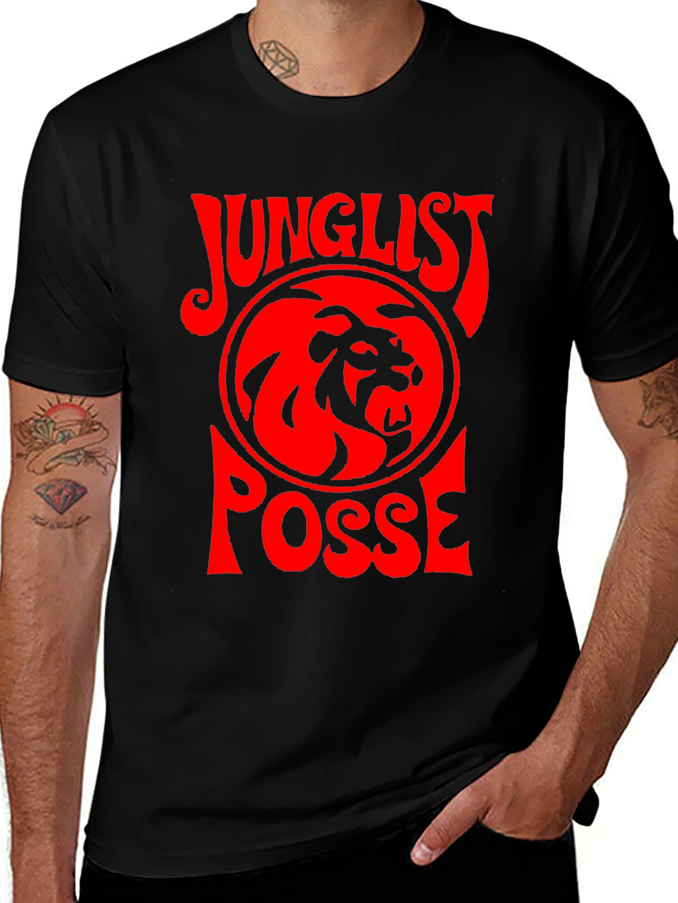 Variant 22 of Junglist Posse Graphic Tee - Black Cotton T-Shirt