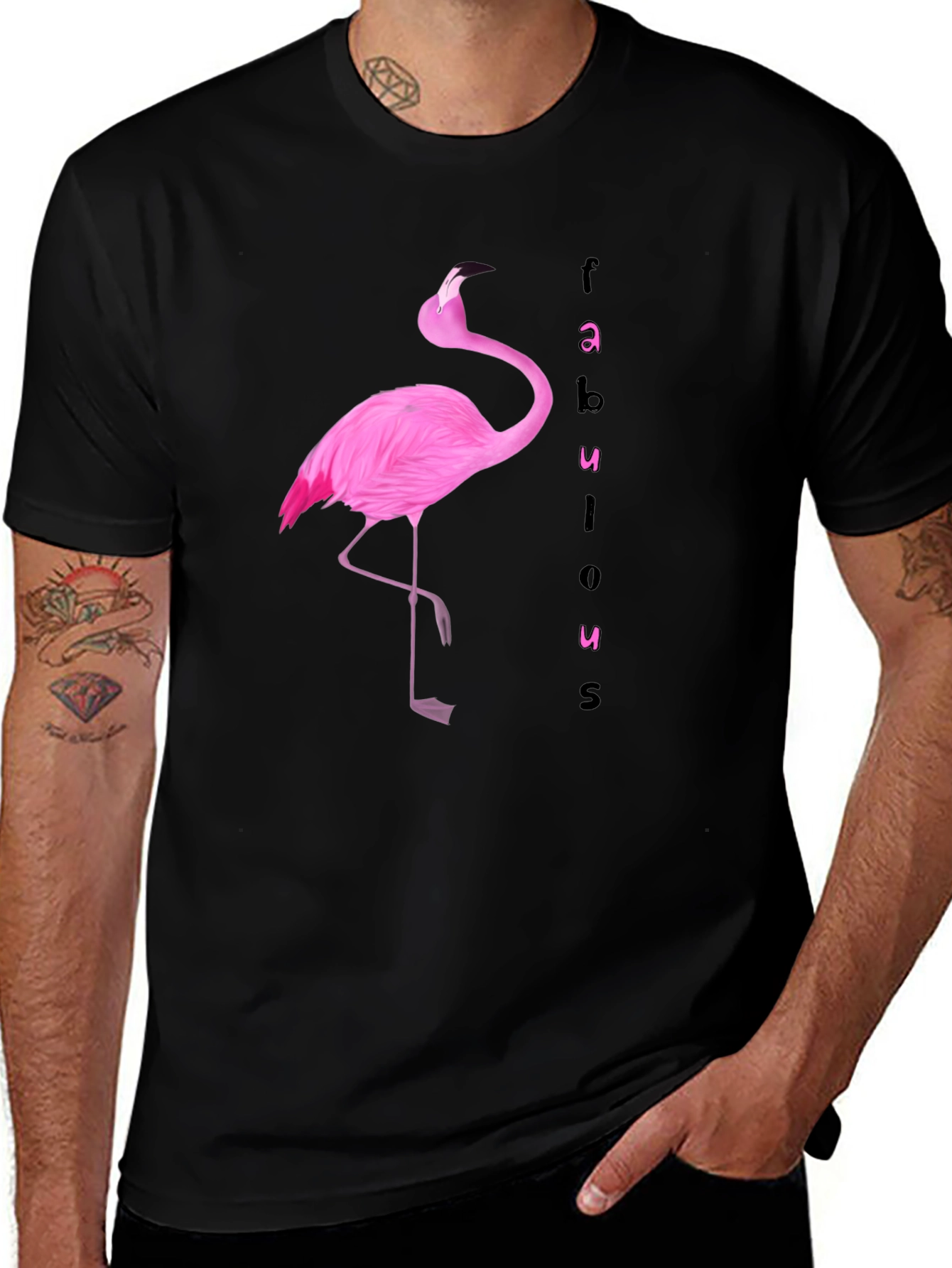 Variant 28 of Fabulous Flamingo Graphic Tee - Black