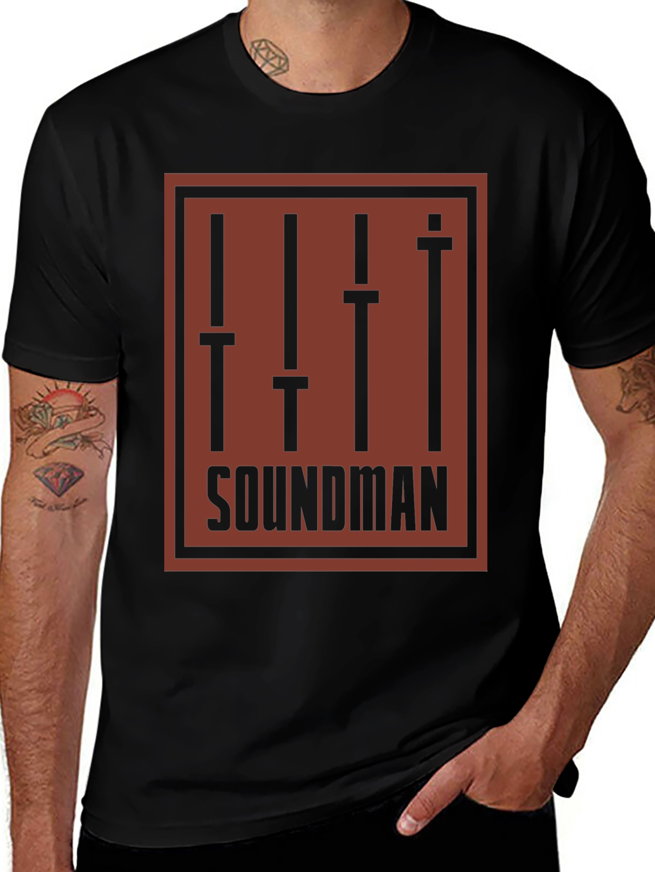 Variant 11 of Soundman Graphic T-Shirt - Black Crew Neck Tee