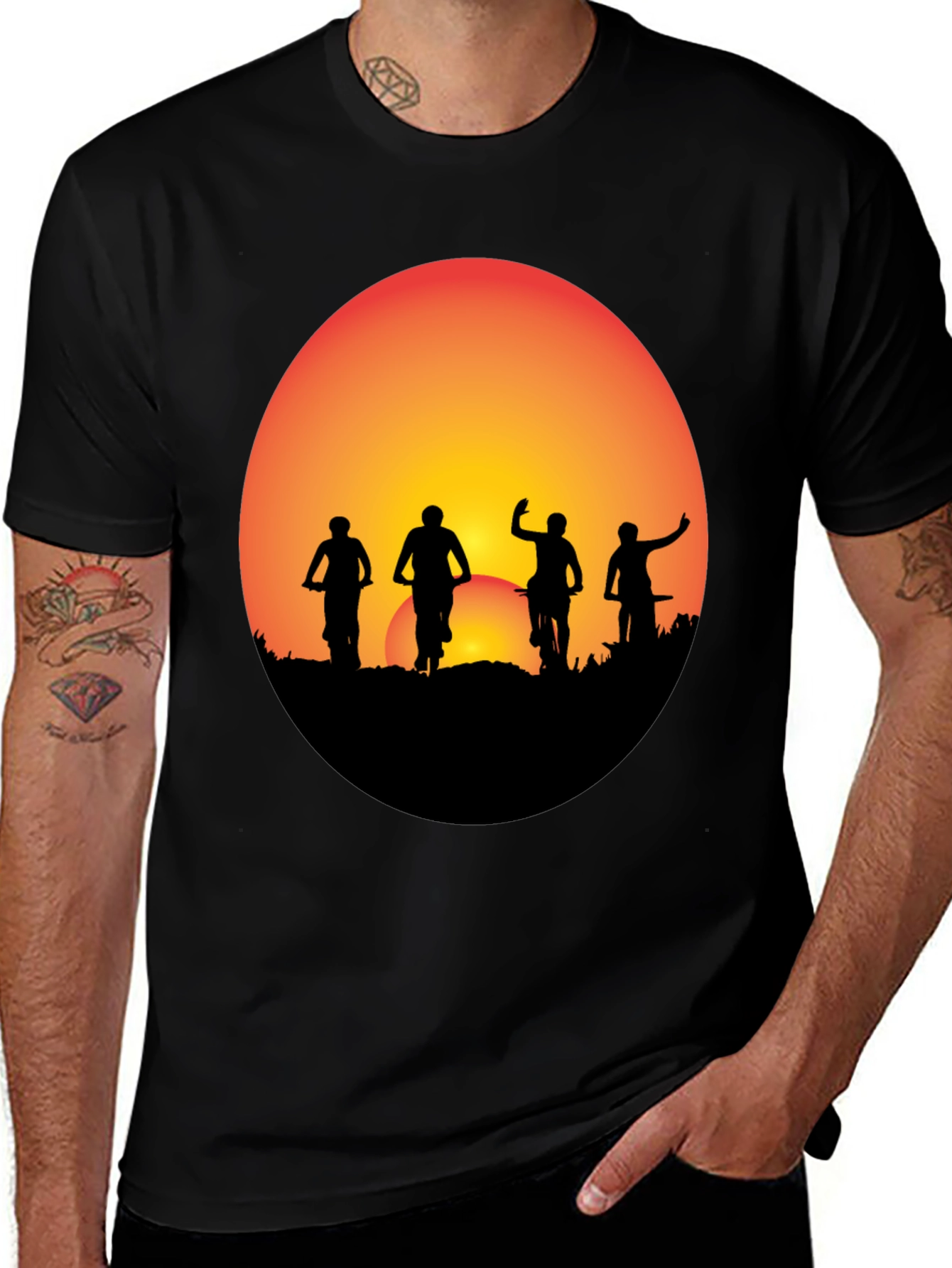 Sunset Biker Crew Graphic Tee