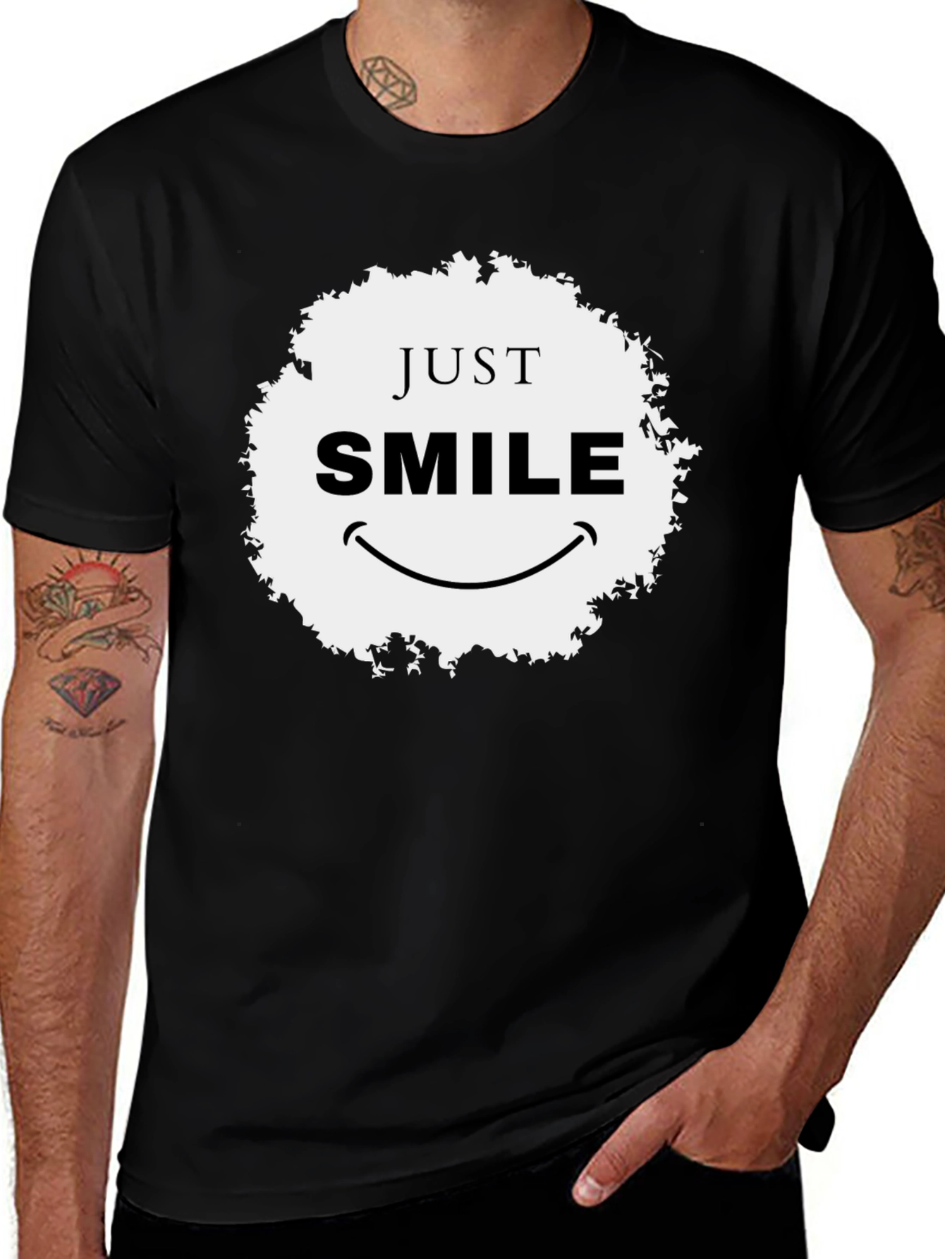 Variant 20 of Just Smile Black Graphic Tee