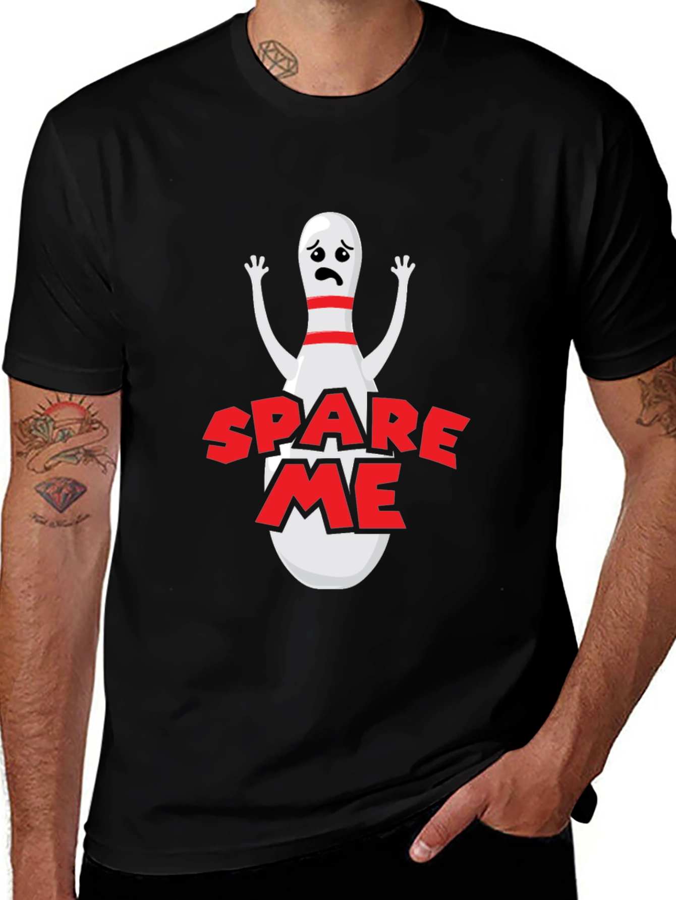 Variant 9 of Spare Me Bowling T-Shirt - Funny Cartoon Pin
