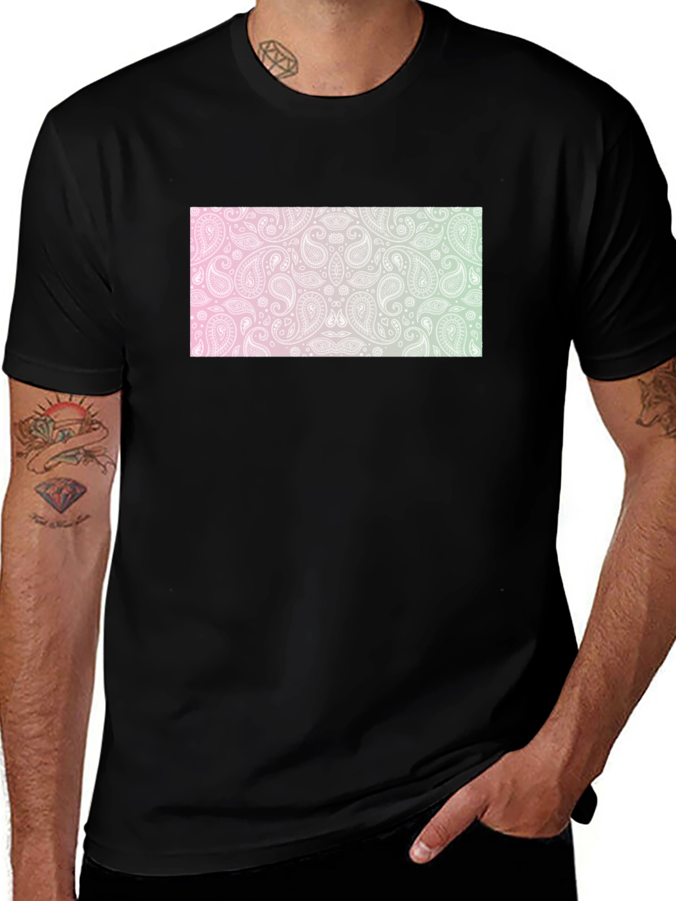 Black Paisley Black T-Shirt - Unique Design main image