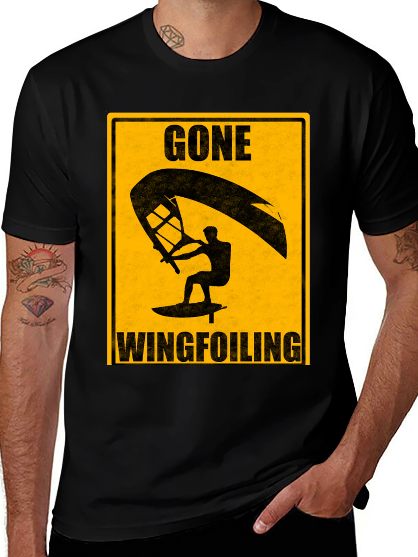 Variant 28 of Gone Wingfoiling T-Shirt - Black Graphic Tee