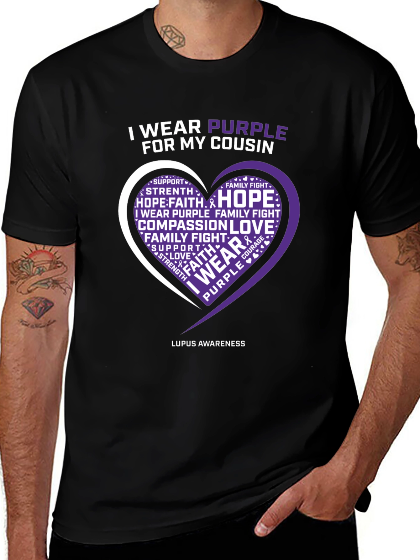 Lupus Awareness T-Shirt: I Wear Purple for My Cousin