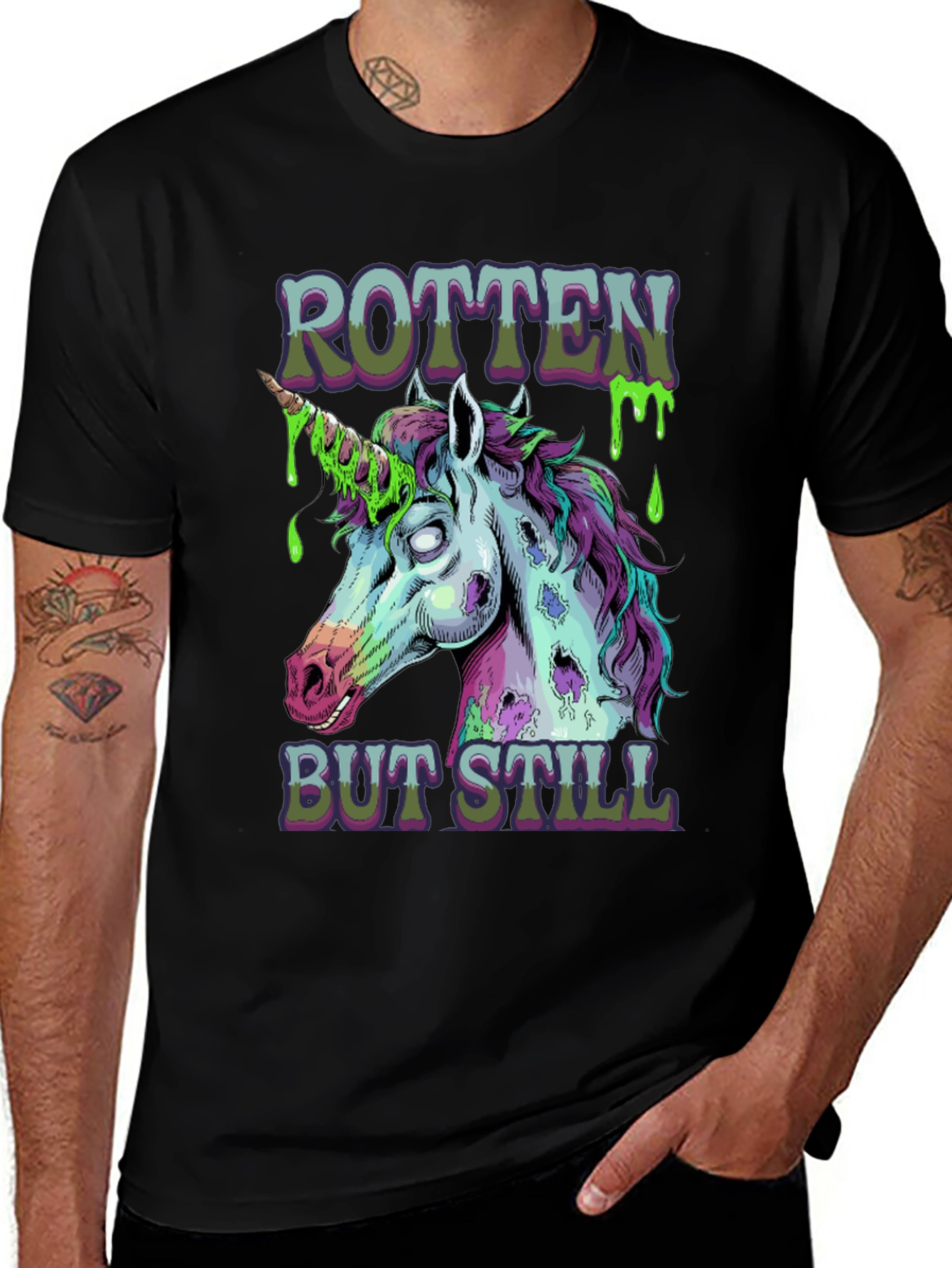 Variant 18 of Zombie Unicorn Graphic T-Shirt - Rotten But Still Awesome!