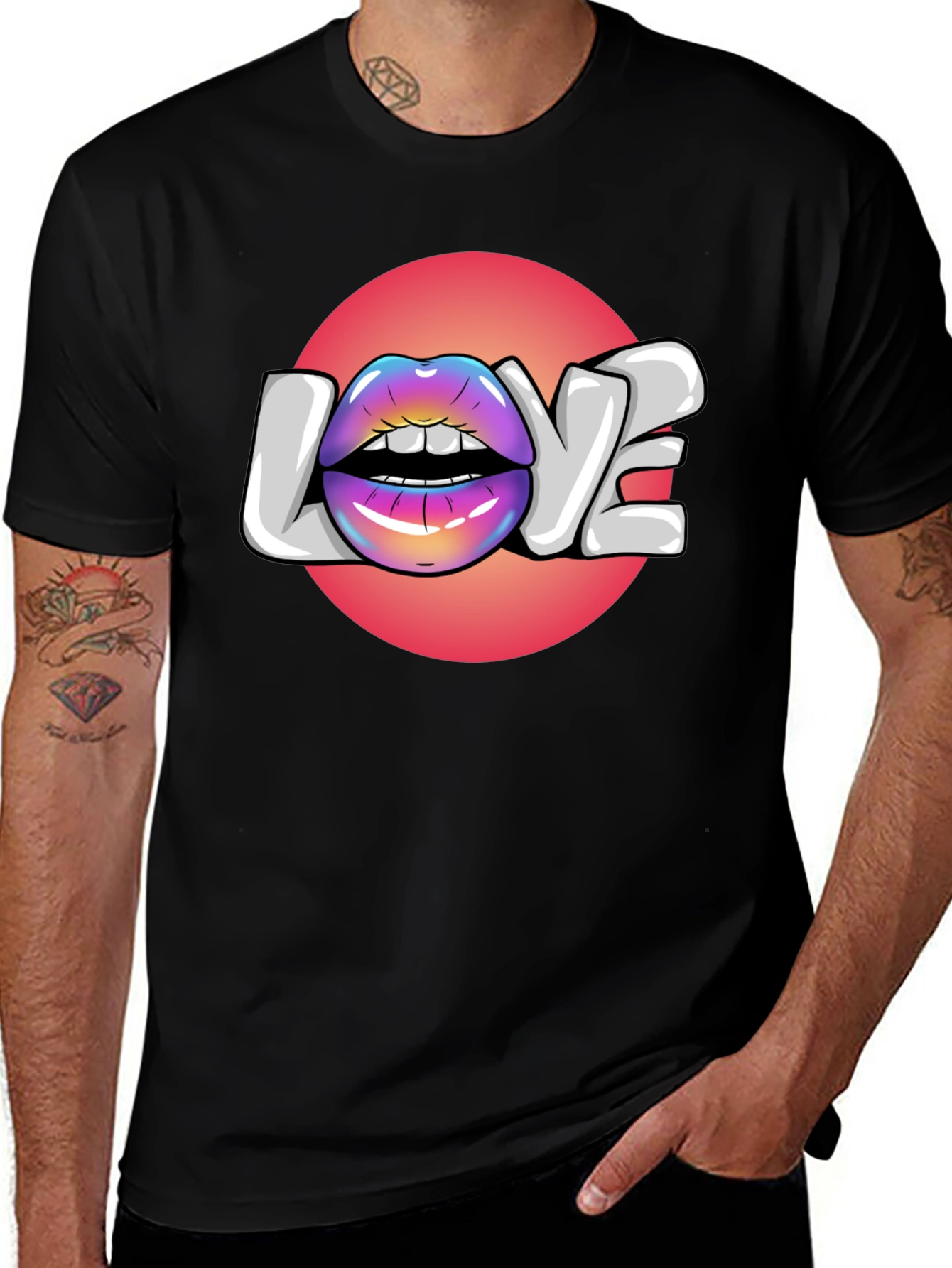 Variant 22 of Love Lips Graphic Tee - Trendy Black T-Shirt