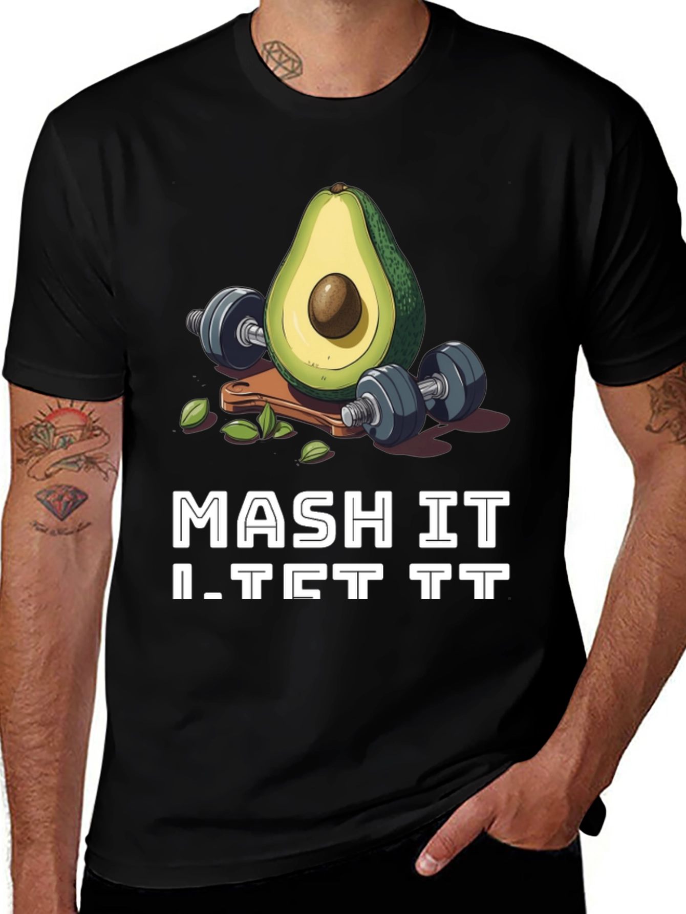 Variant 16 of MASH IT Lift It Weightlifting Avocado T-Shirt