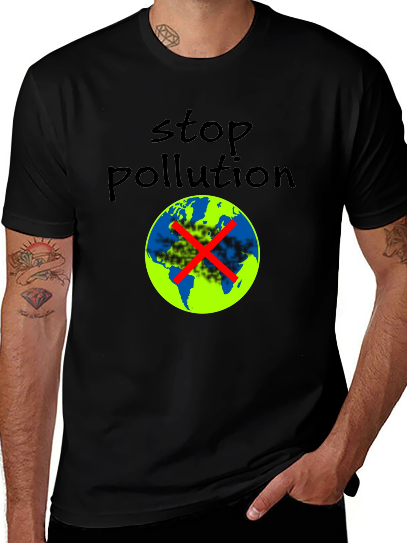 Variant 9 of Stop Pollution Graphic Tee - Eco-Friendly Fashion