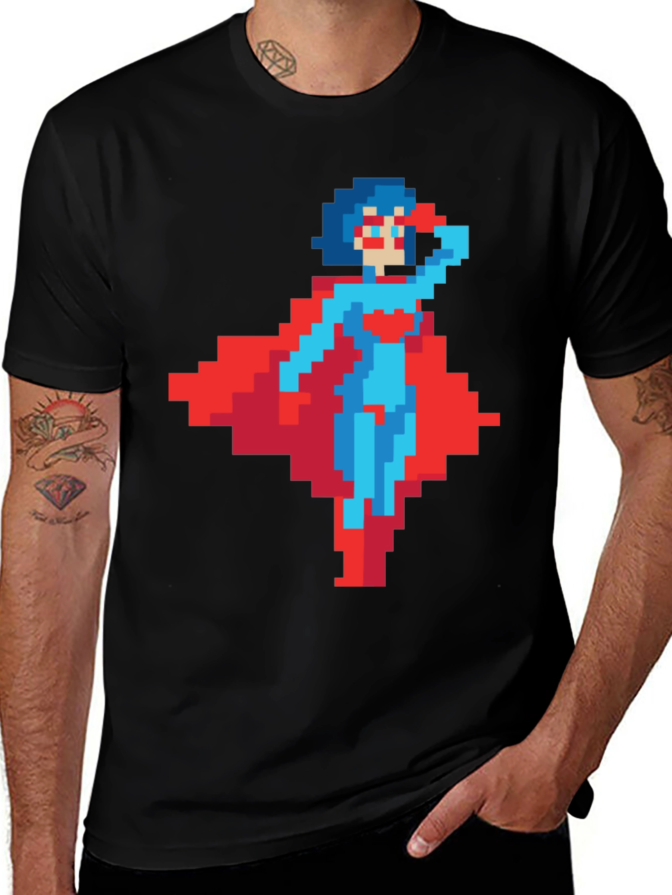 Variant 3 of Pixel Art Superhero Tee - Retro Gaming Style