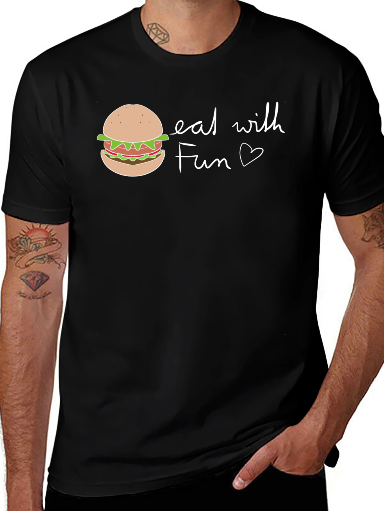Variant 7 of Eat with Fun Graphic Tee - Casual Black T-Shirt