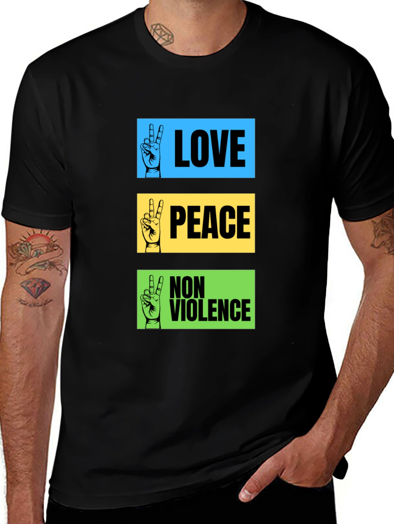 Variant 22 of Love Peace Non-Violence Graphic T-Shirt