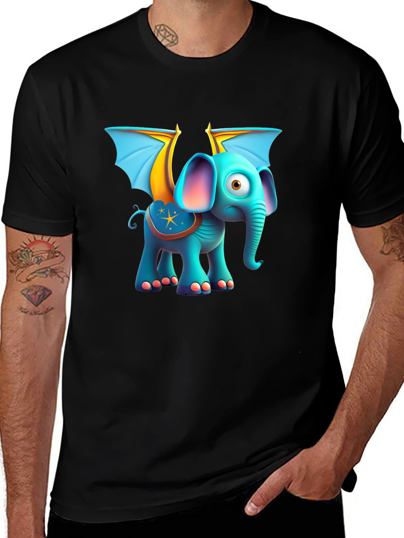 Variant 19 of Cartoon Elephant with Wings Graphic Tee
