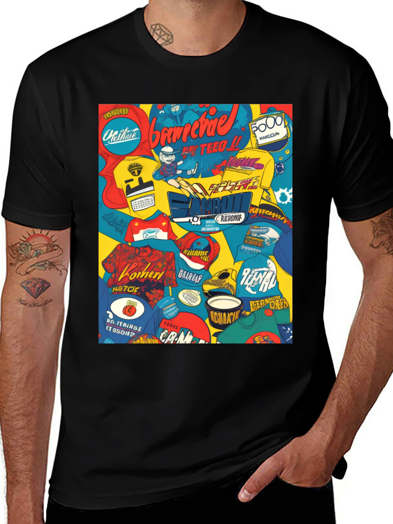 Variant 24 of Graphic Print T-Shirt - Bold Collage Design