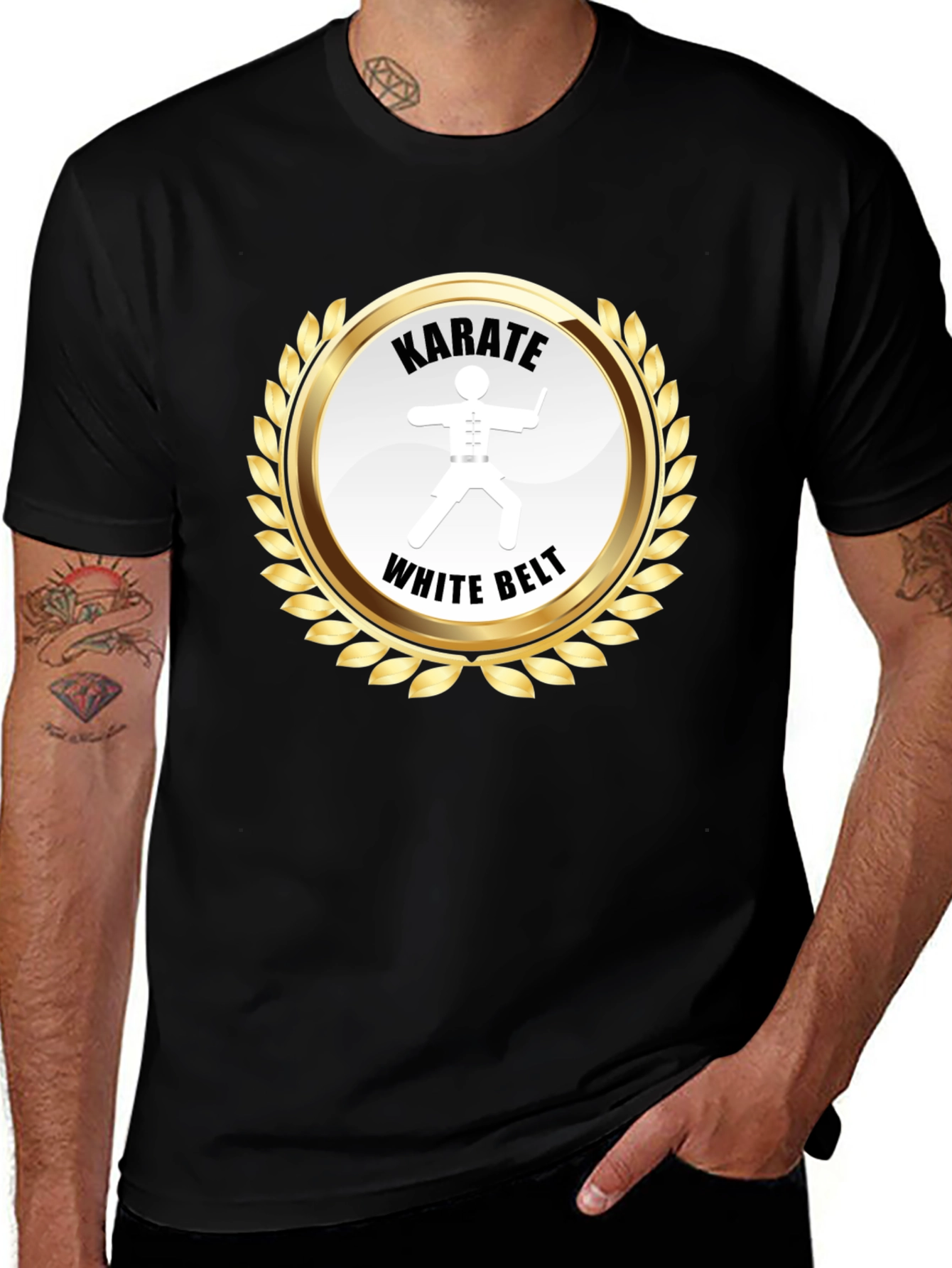 Variant 9 of Karate White Belt Black T-Shirt - Martial Arts Tee
