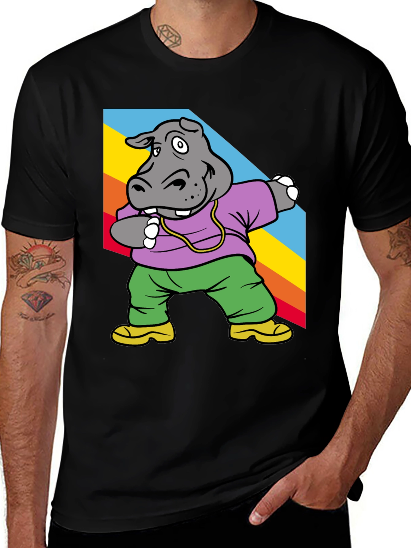 Variant 3 of Cool Hippo Dabbing Graphic Tee