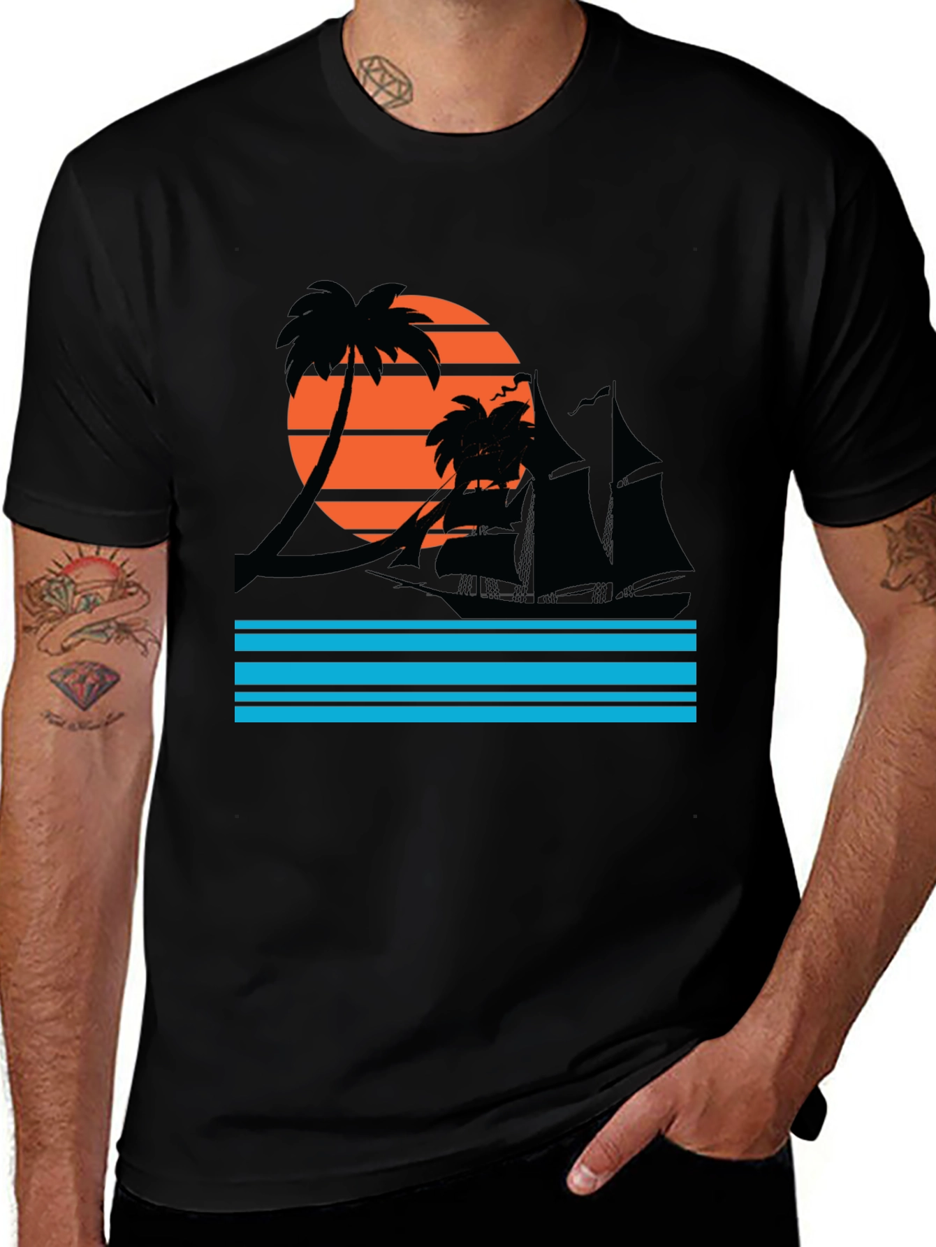 Variant 16 of Tropical Sunset Pirate Ship T-Shirt