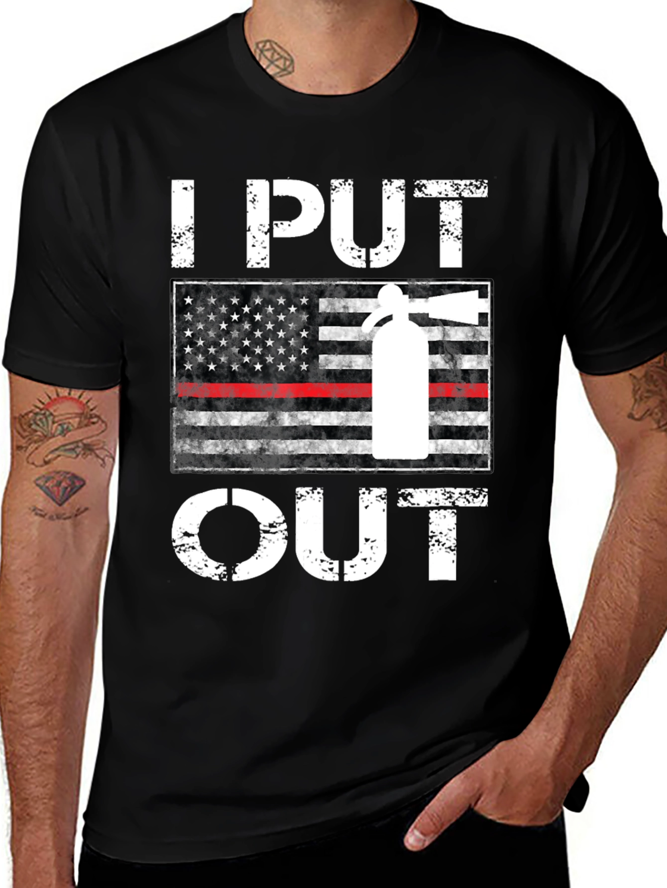 Variant 5 of I Put Out Firefighter T-Shirt - US Flag Design