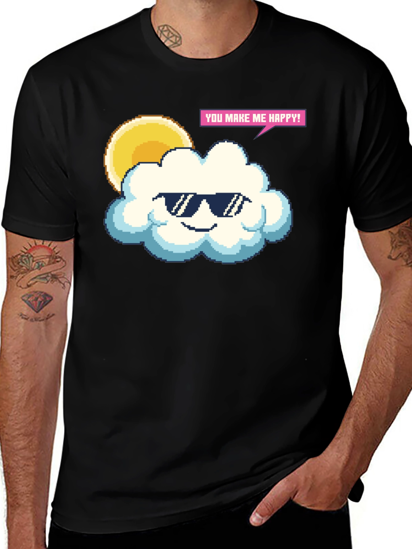 Cool Pixel Cloud T-Shirt - You Make Me Happy!