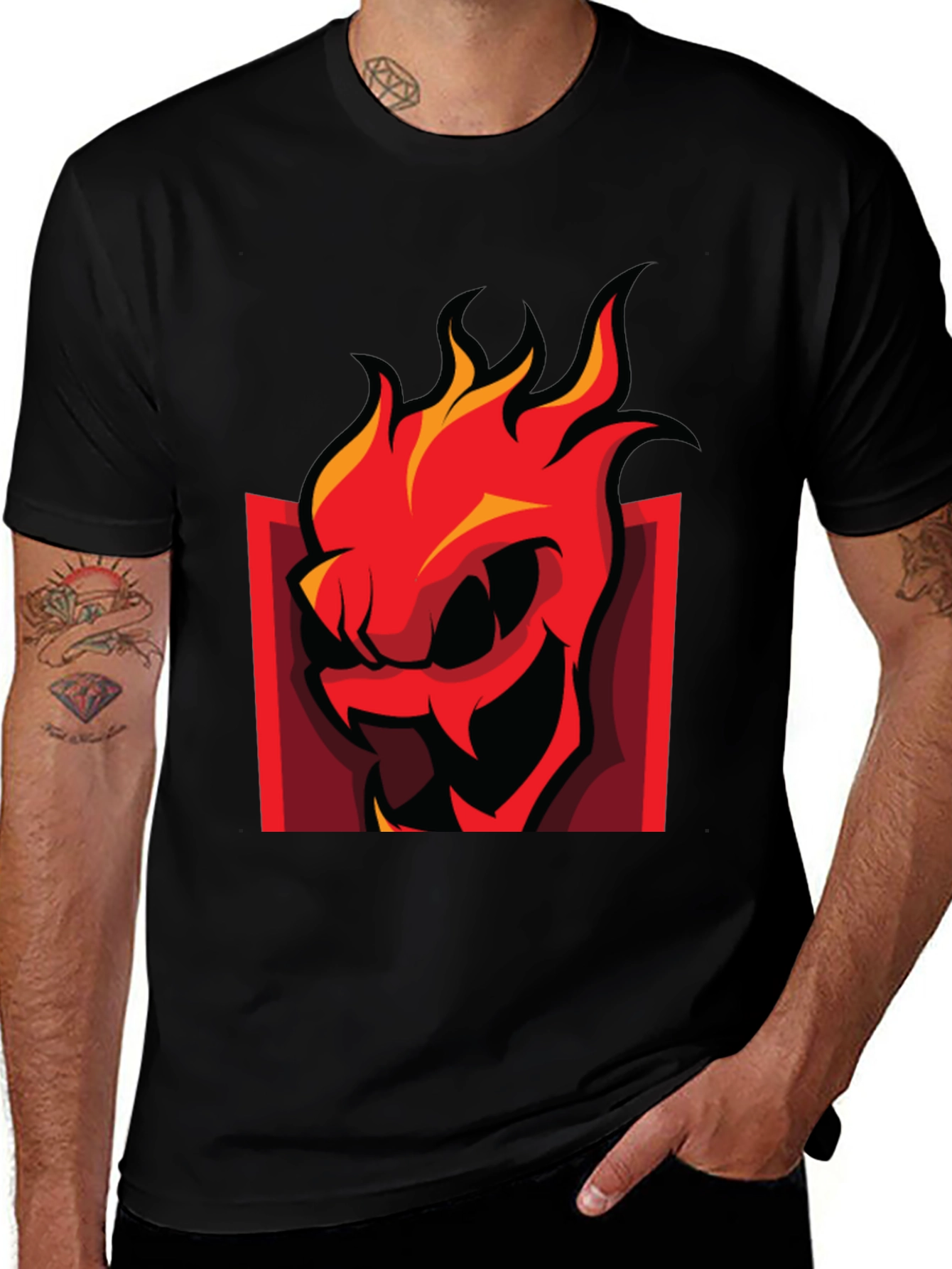 Variant 6 of Fiery Demon Graphic Tee - Bold Black T-Shirt