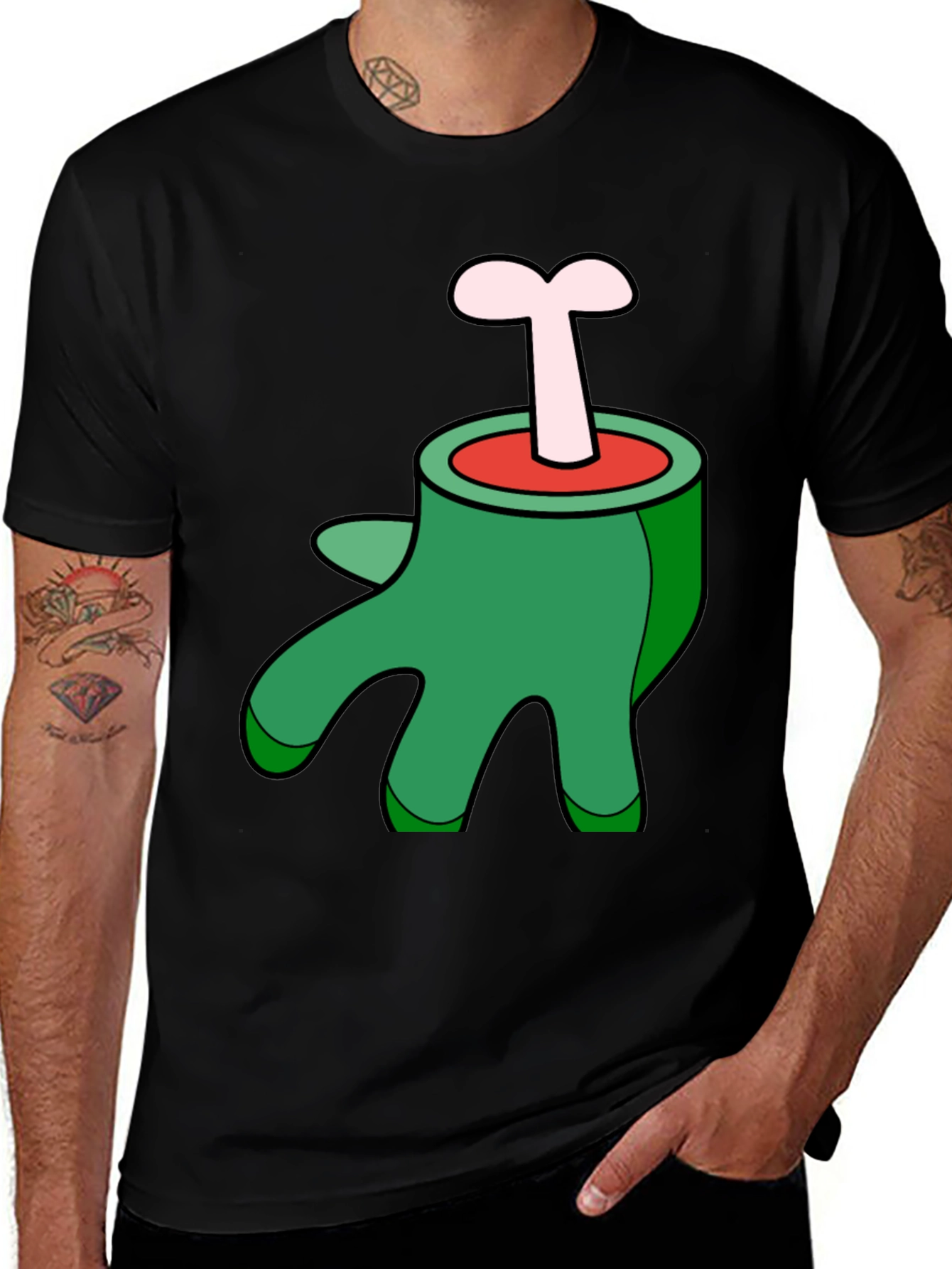 Zombie Hand & Bone Black Tee - Spooky Novelty Shirt