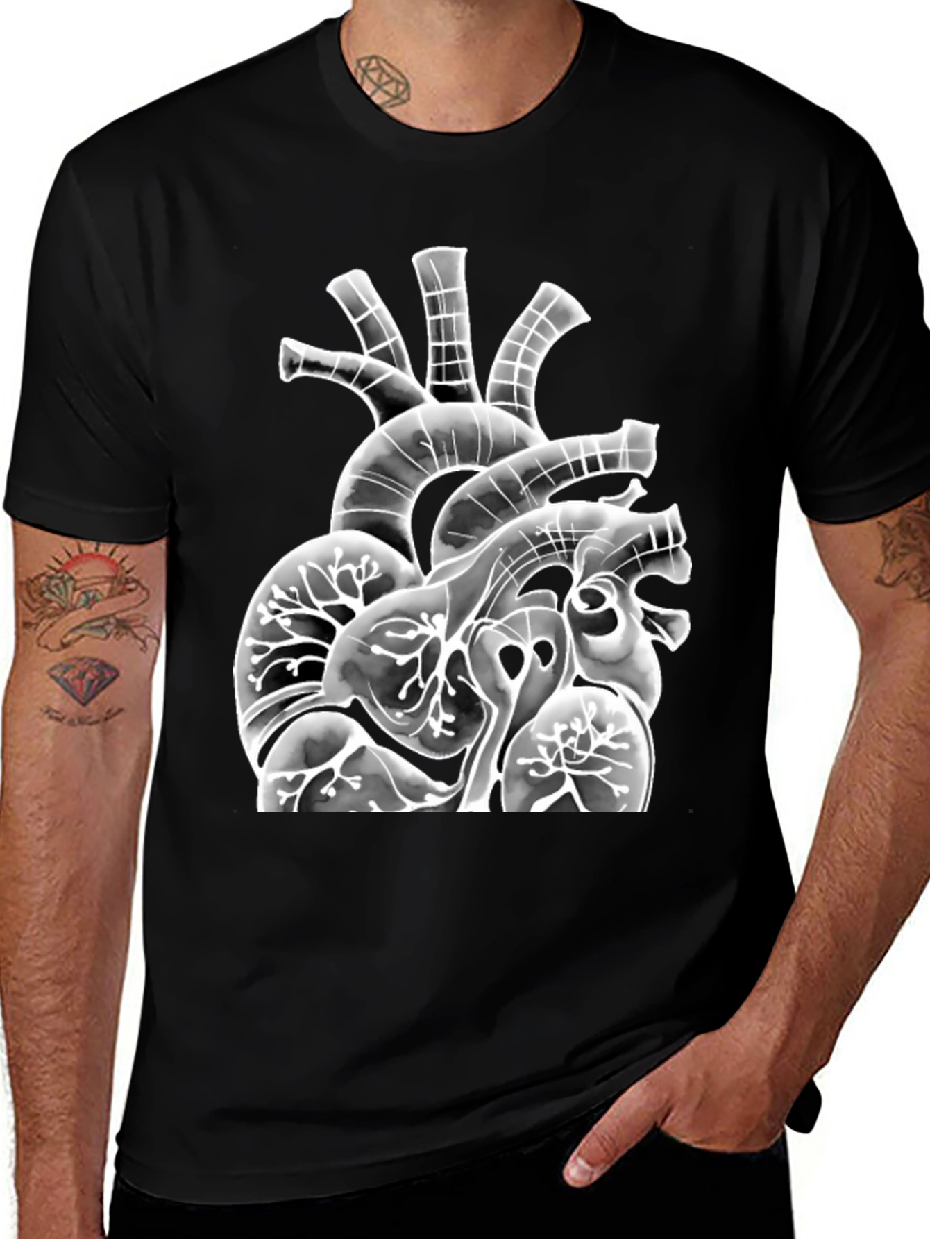 Variant 12 of Anatomical Heart Graphic Tee - Black