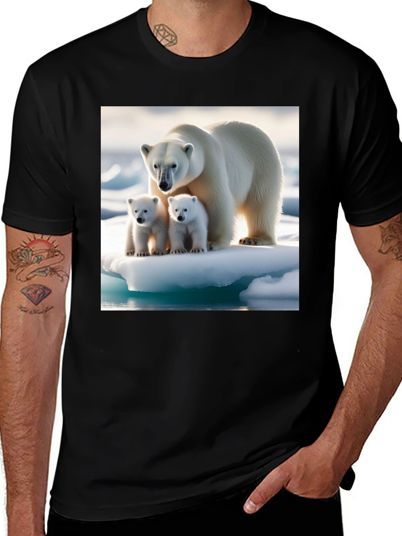 Variant 22 of Polar Bear Family Graphic Tee