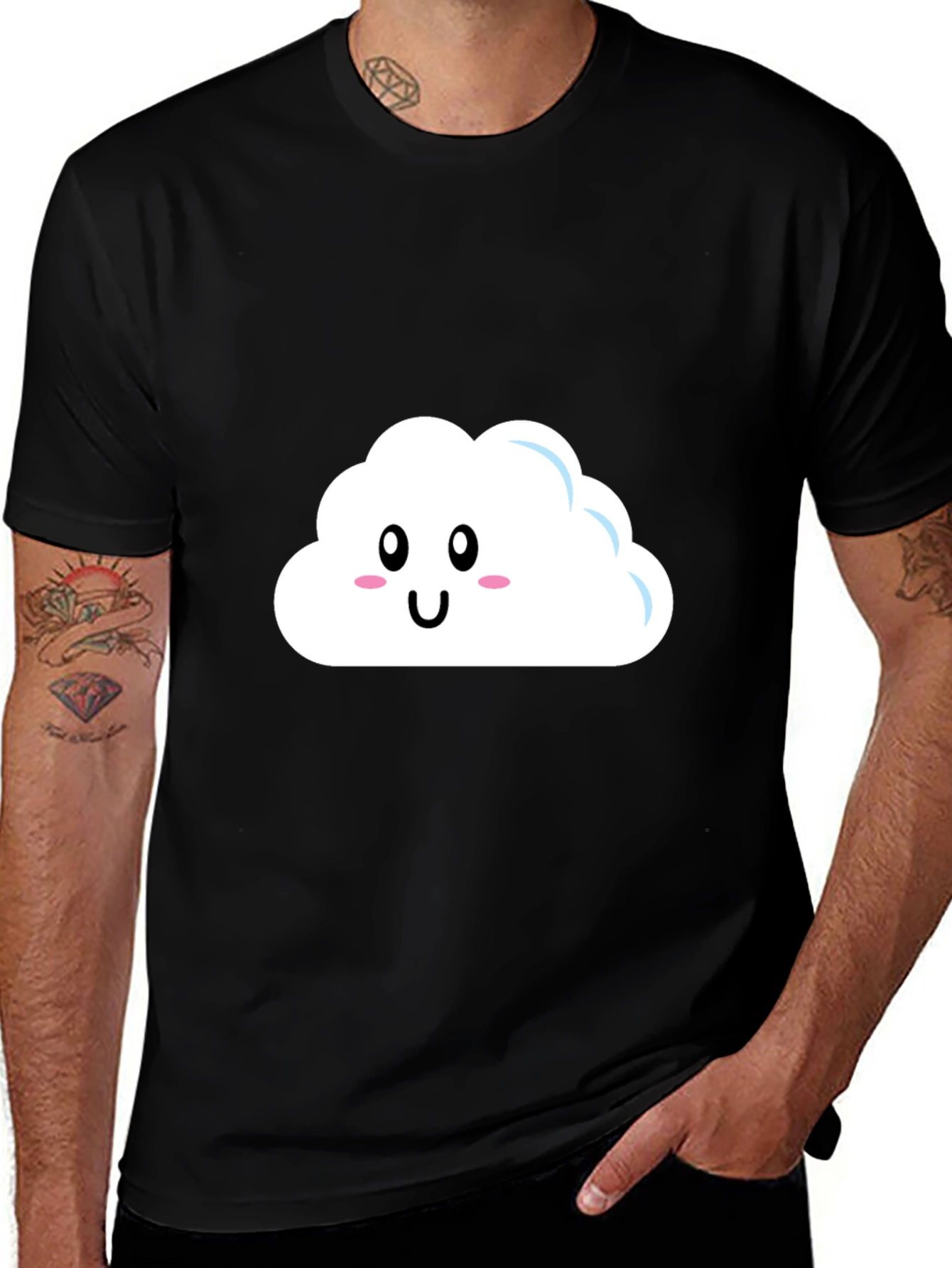 Cute Cloud Graphic Black T-Shirt